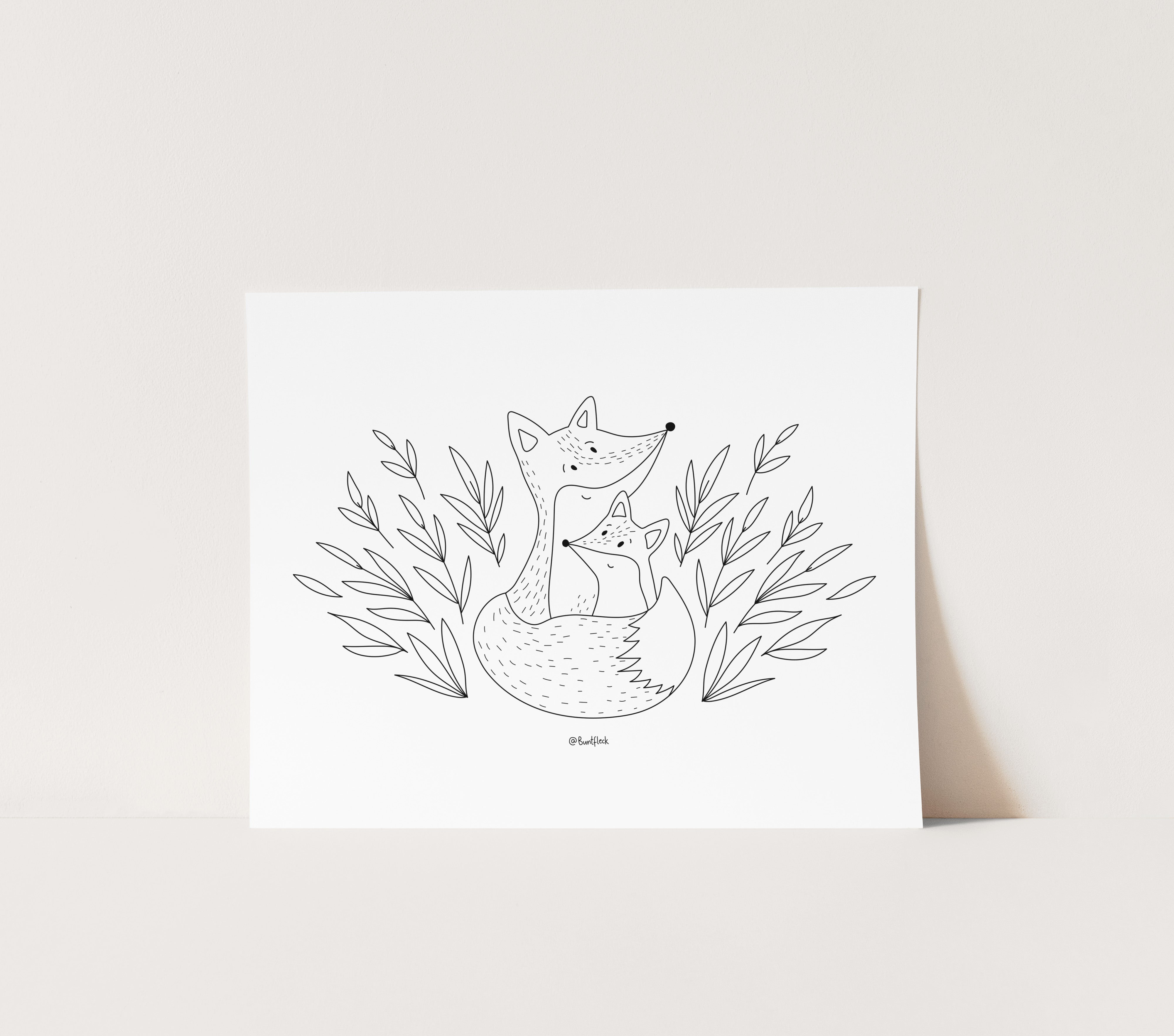 Vorlage / Ausmalbild - Fuchsfamilie