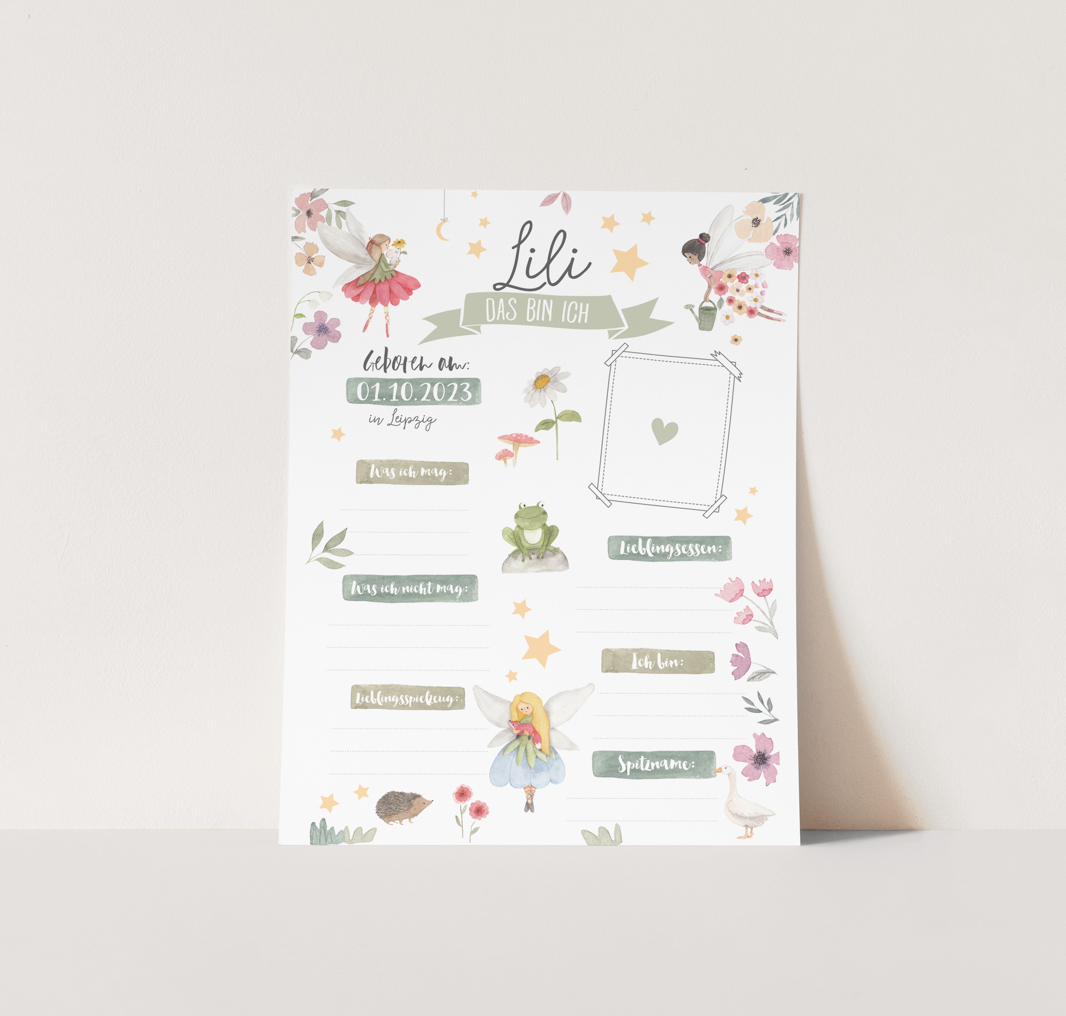 Aufkleber/Sticker für den Kindergartenordner / Kitaordner + Einlegeblatt - Fee