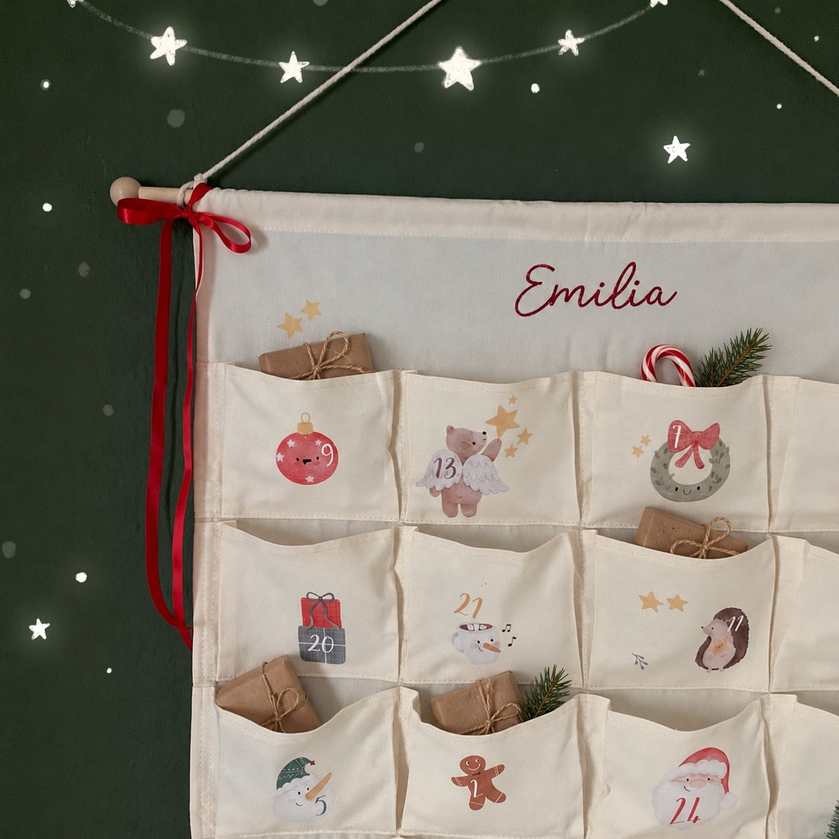 Adventskalender aus Stoff zum Selbstbefüllen & Selbstgestalten/ verschiedene Kombinationen /Blanko oder mit Bügelmotiven