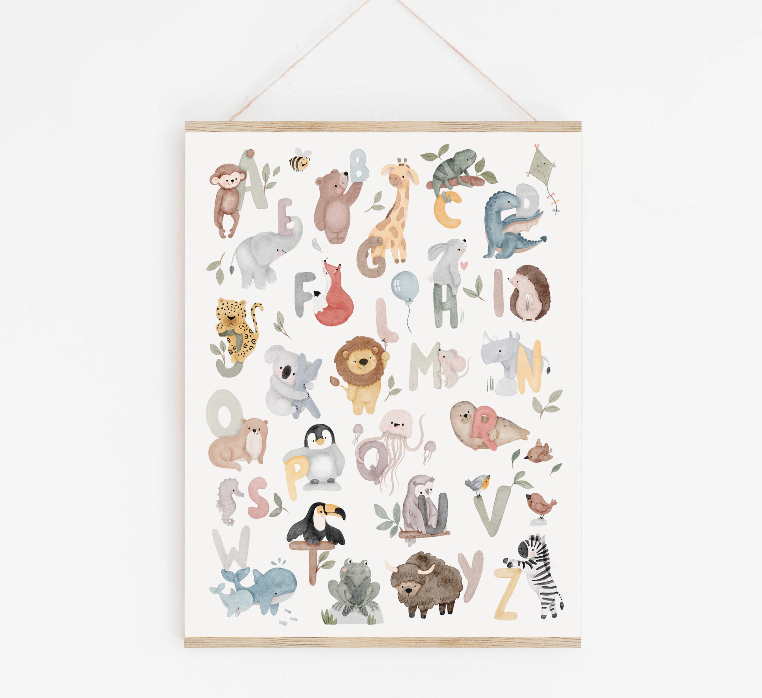 Art print/poster/back to school/playful learning - sweet alphabet with enchanting animals