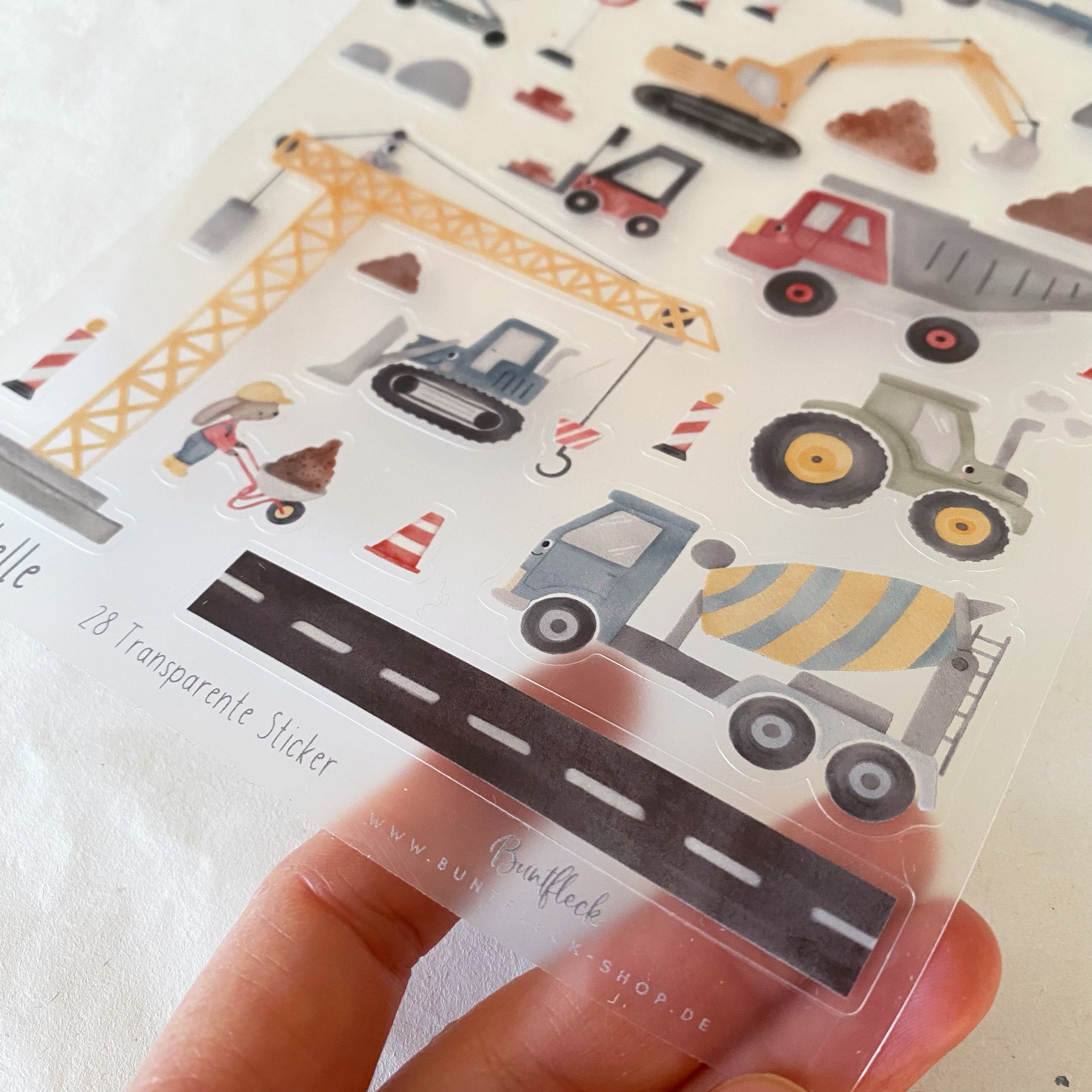 Stickersheet Vinyl /Stickerbogen / Vinyl transparent - Baufahrzeuge