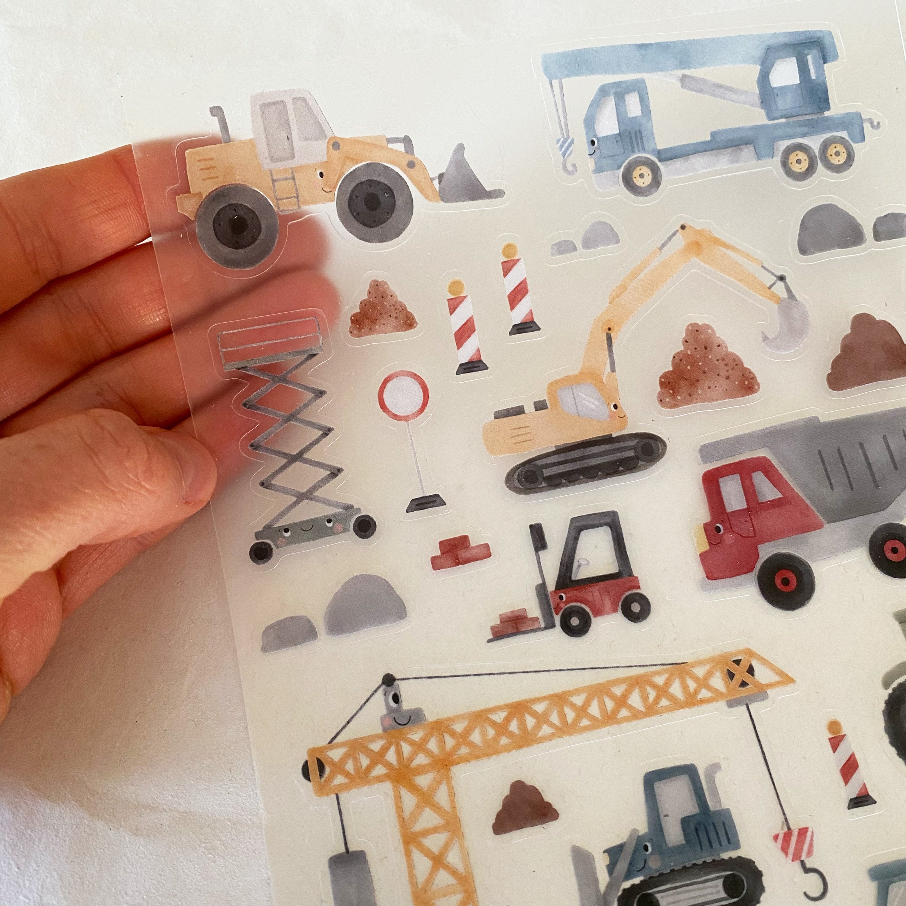 Stickersheet Vinyl /Stickerbogen / Vinyl transparent - Baufahrzeuge