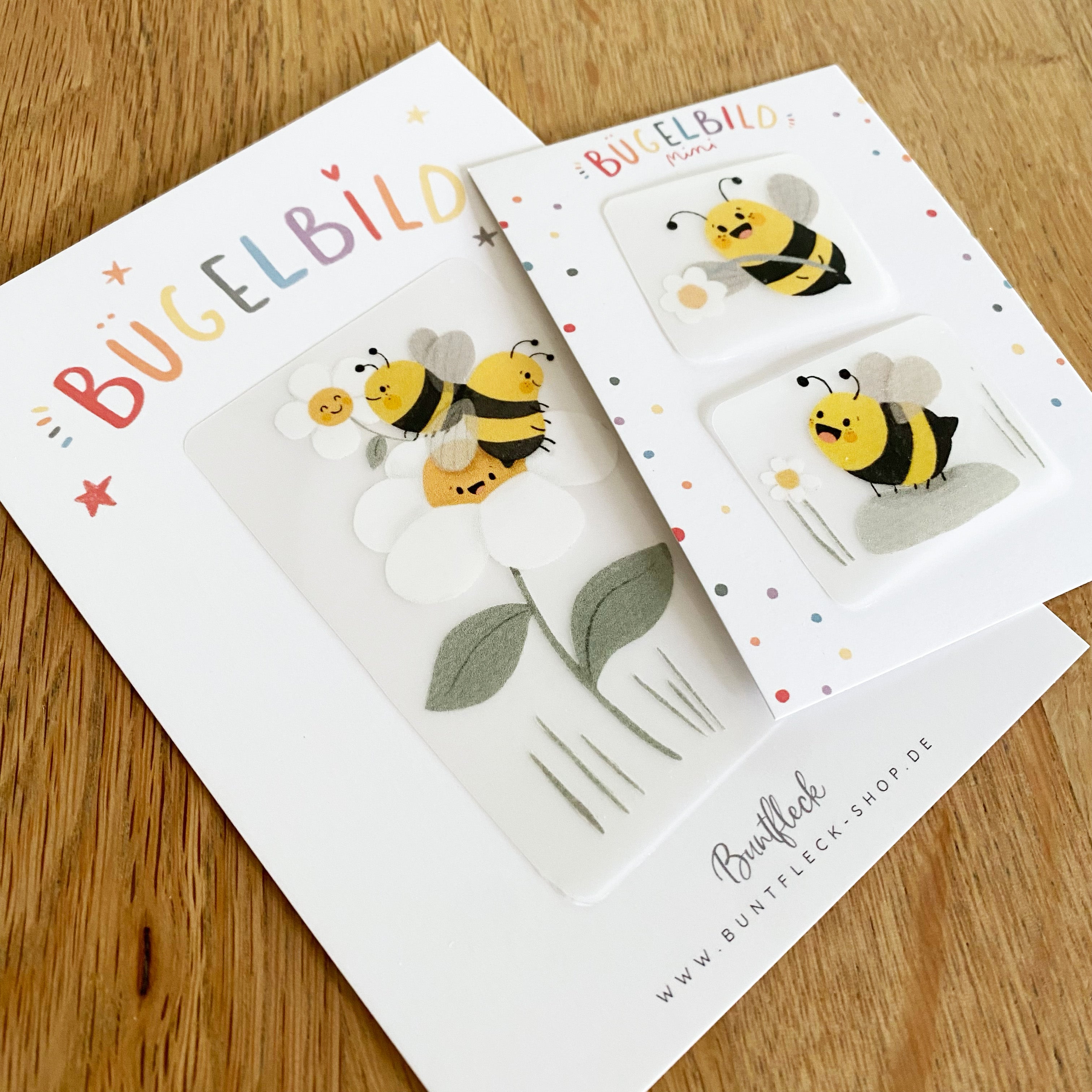 Mini Bügelbilder - Set aus Gänseblume + Bienen
