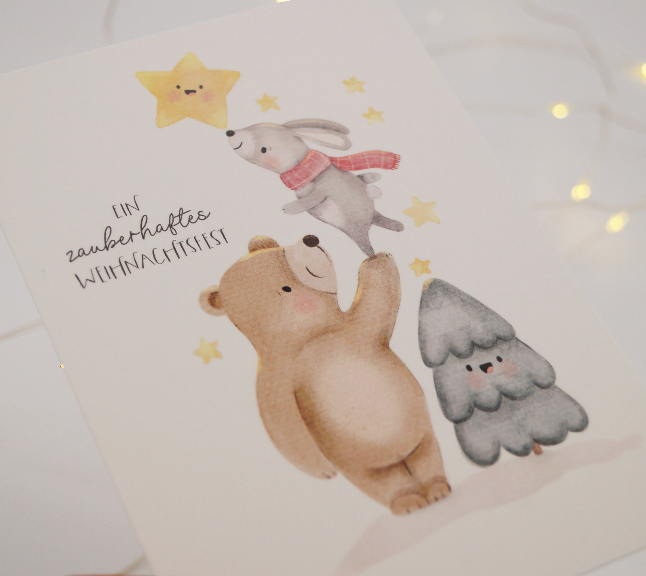 Card / Postcard - Magical Christmas with Bear & Bunny