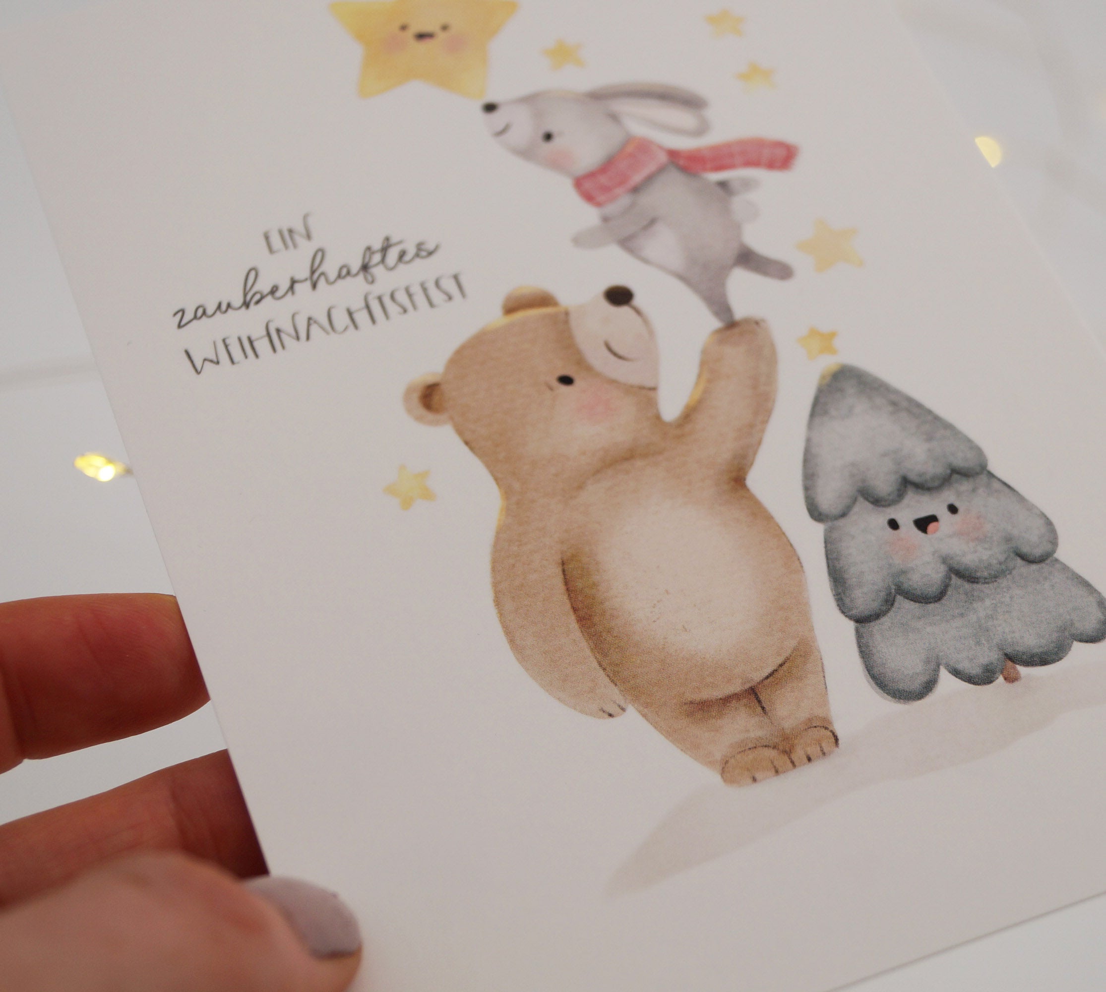 Card / Postcard - Magical Christmas with Bear & Bunny
