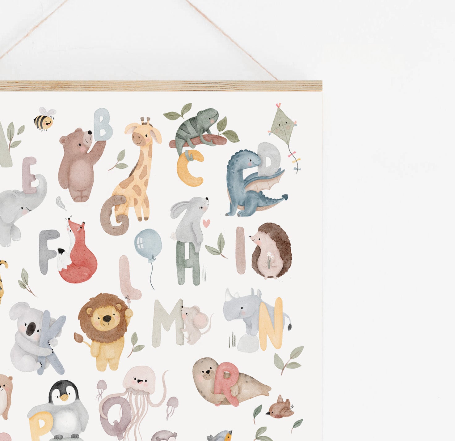 Art print/poster/back to school/playful learning - sweet alphabet with enchanting animals