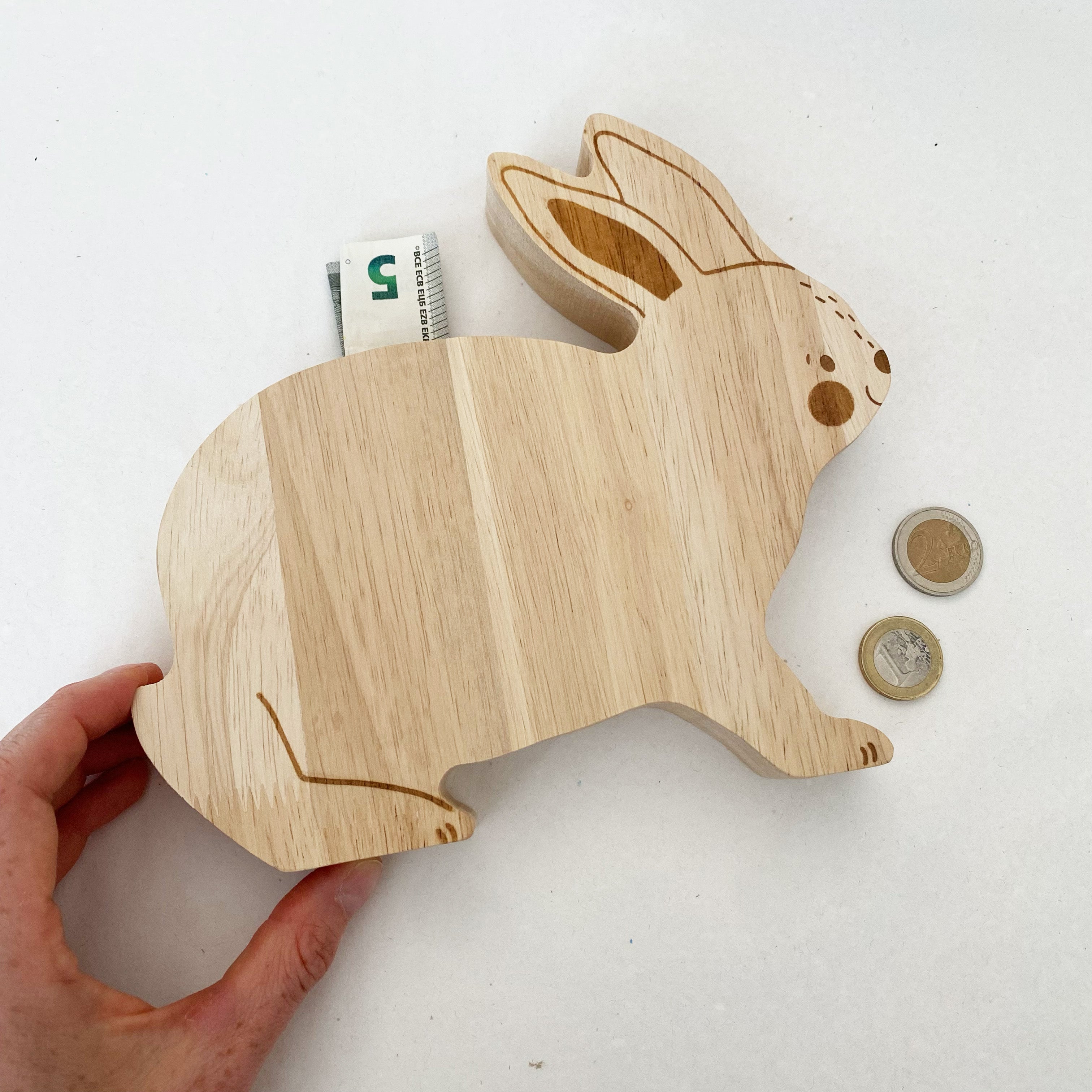 Spardose aus Holz / Geldgeschenk /personalisierbar - kleiner Hase