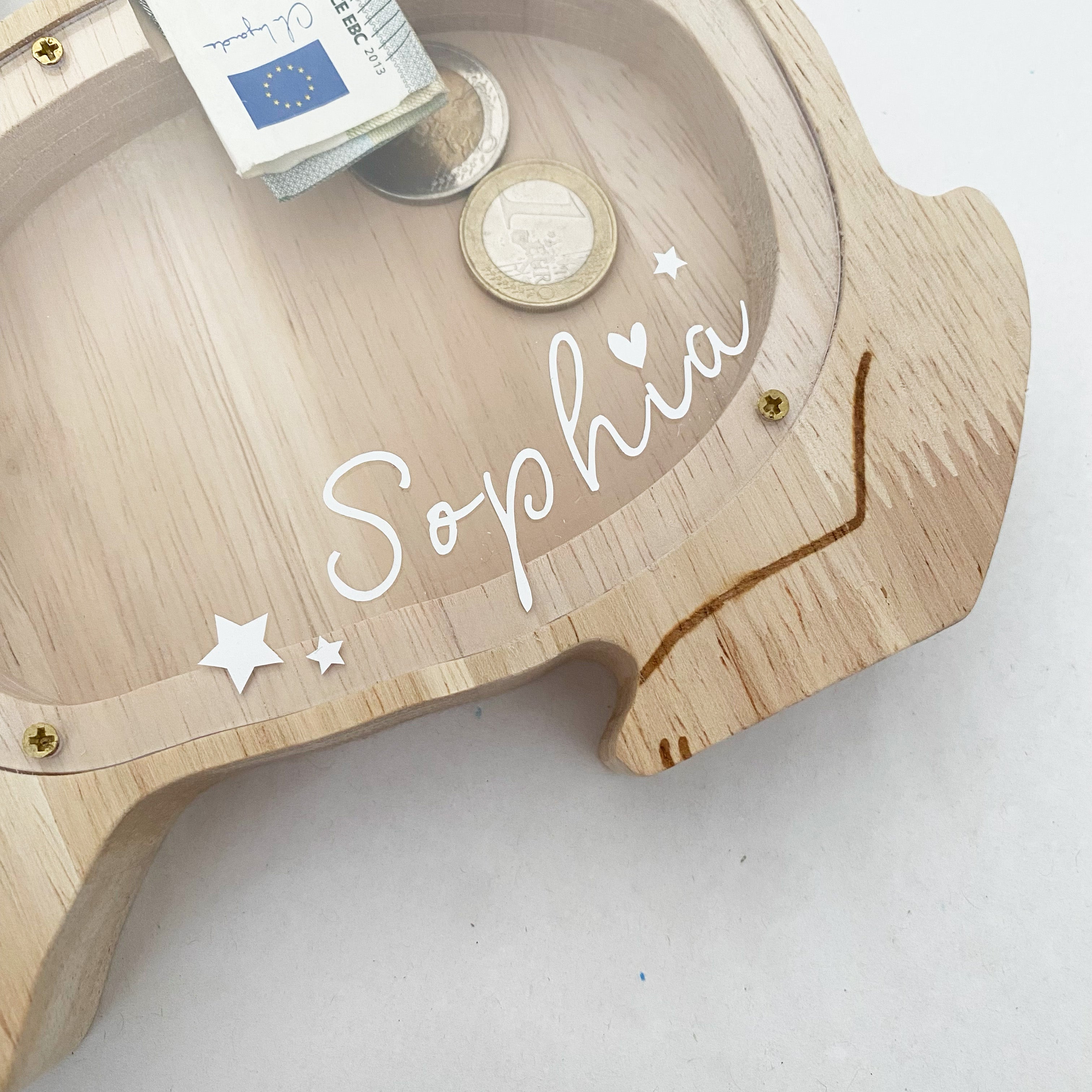 Wooden money box / money gift / personalizable - little bunny