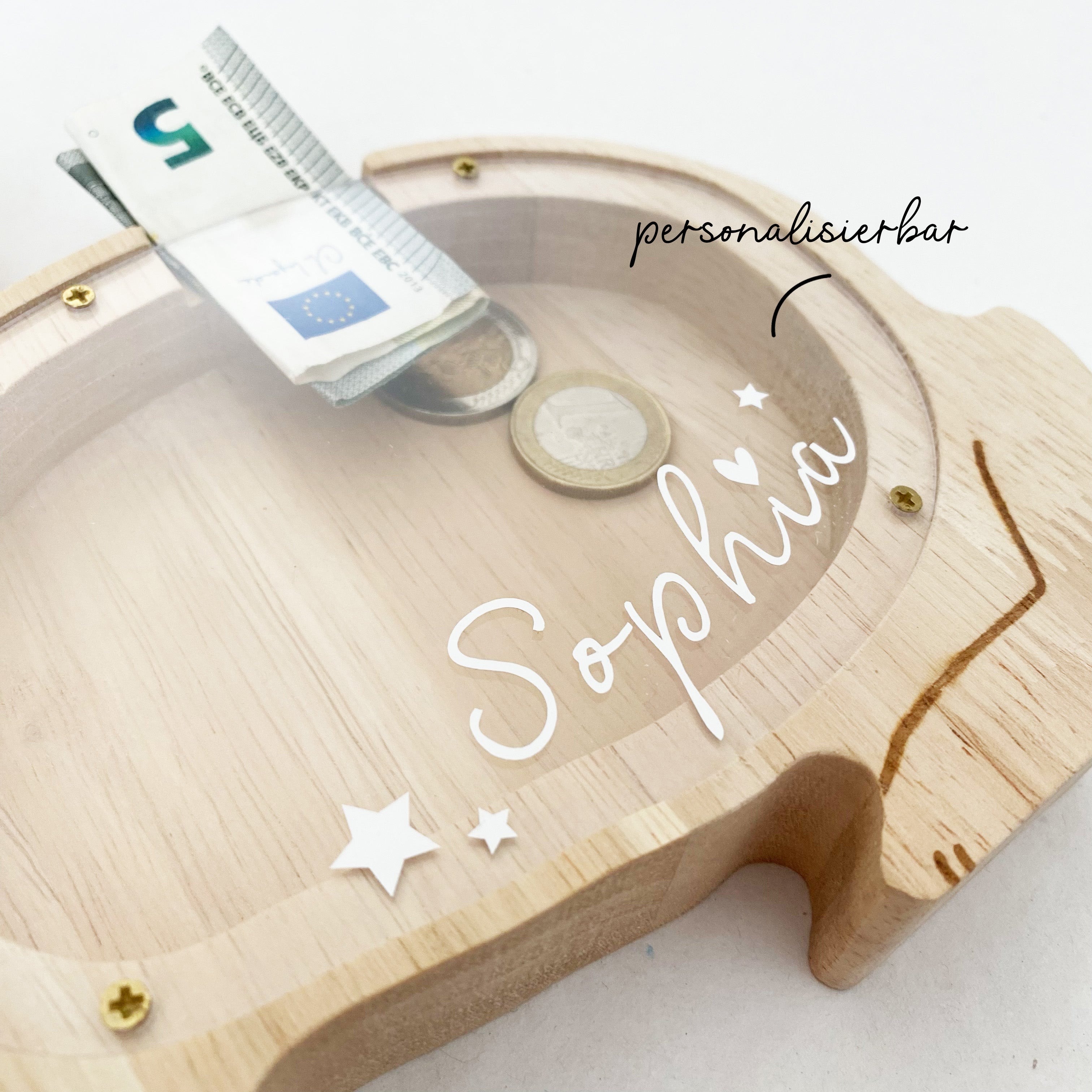 Wooden money box / money gift / personalizable - little bunny