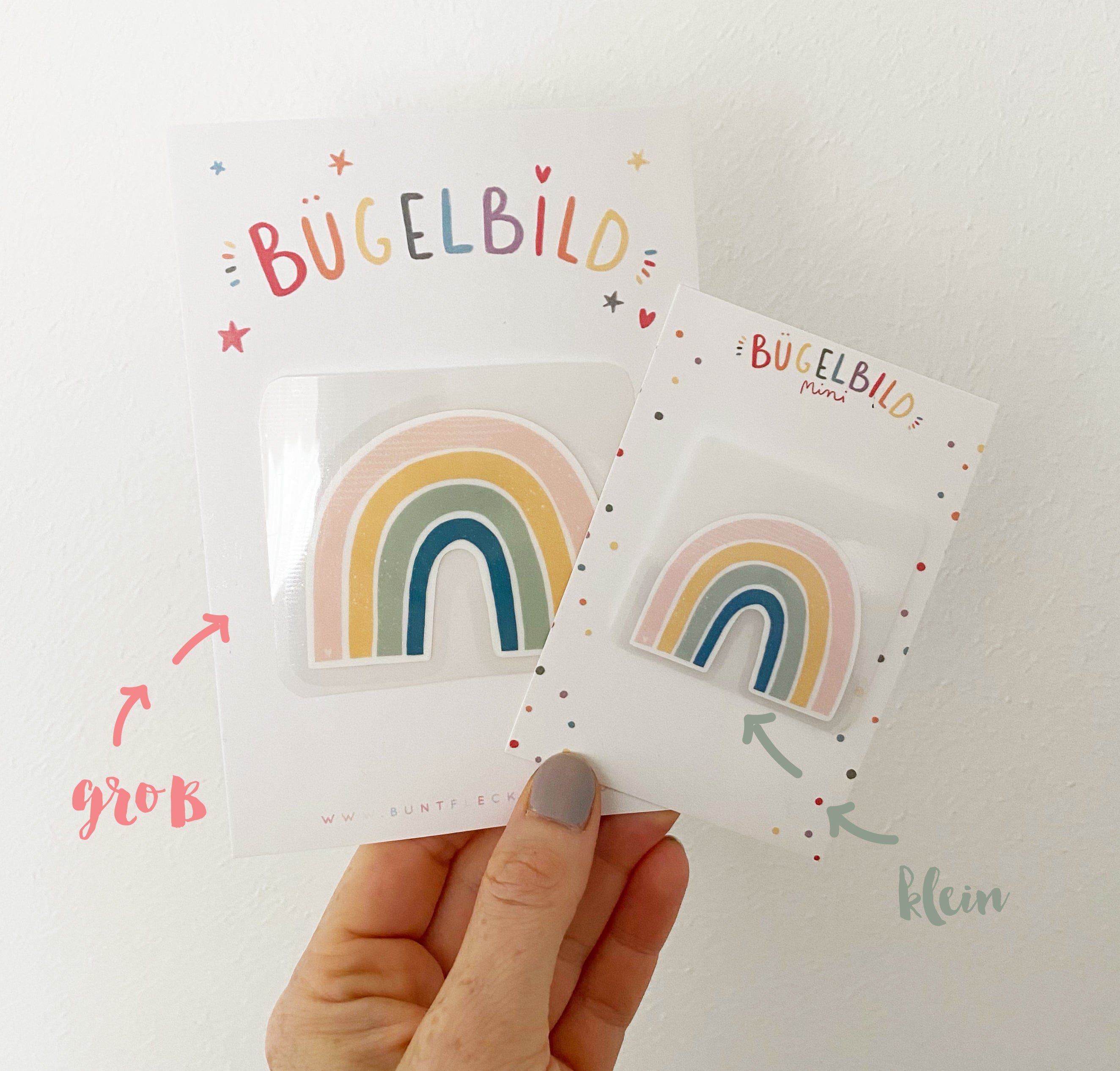 Mini iron-on transfers - rainbow in different colors