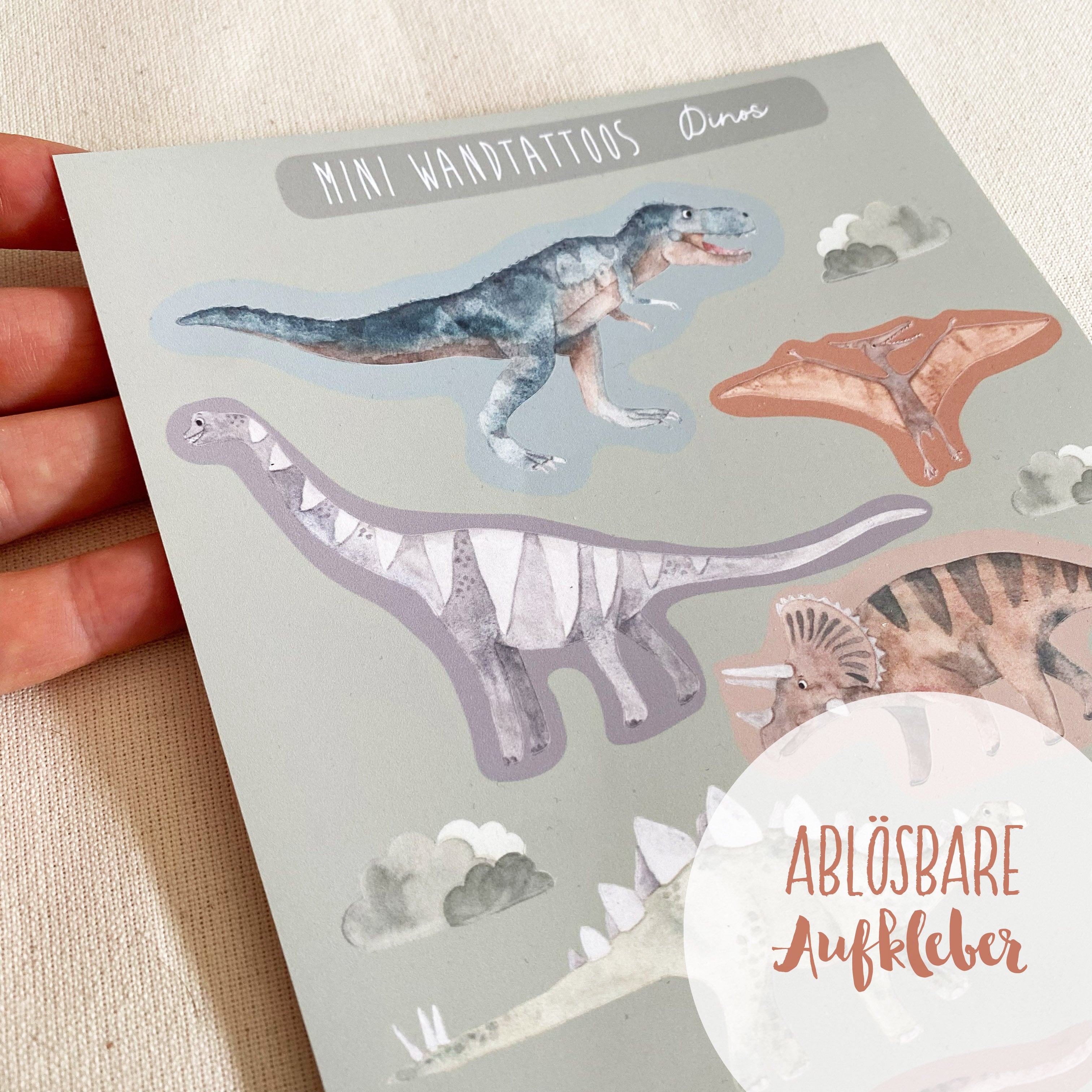 Mini ablösbare Aufkleber / Wandtattoos für Lichtschalter/Holzkisten & Zuckertüten - Dinos