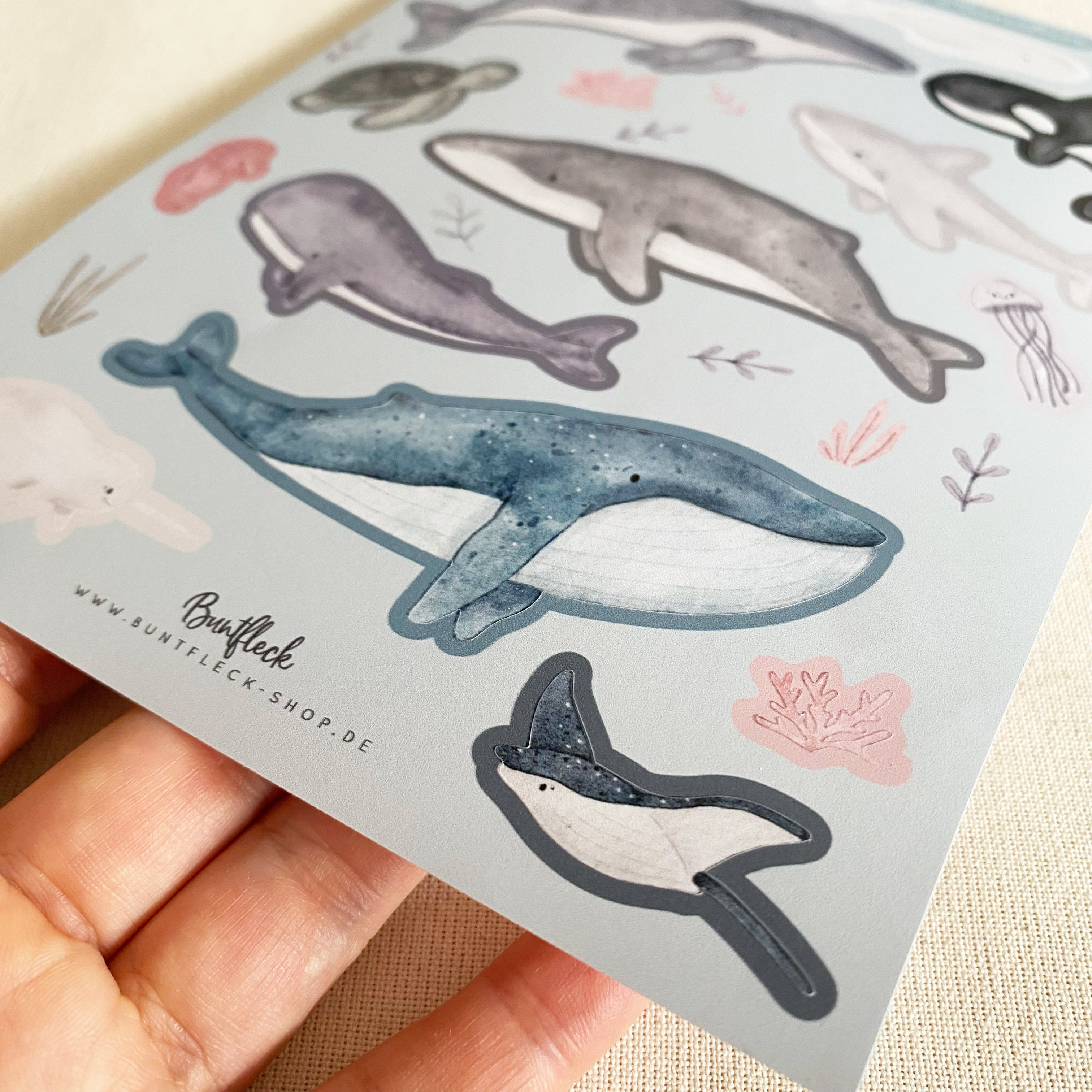 Mini ablösbare Aufkleber / Wandtattoos für Lichtschalter/Holzkisten & Zuckertüten - Meerestiere