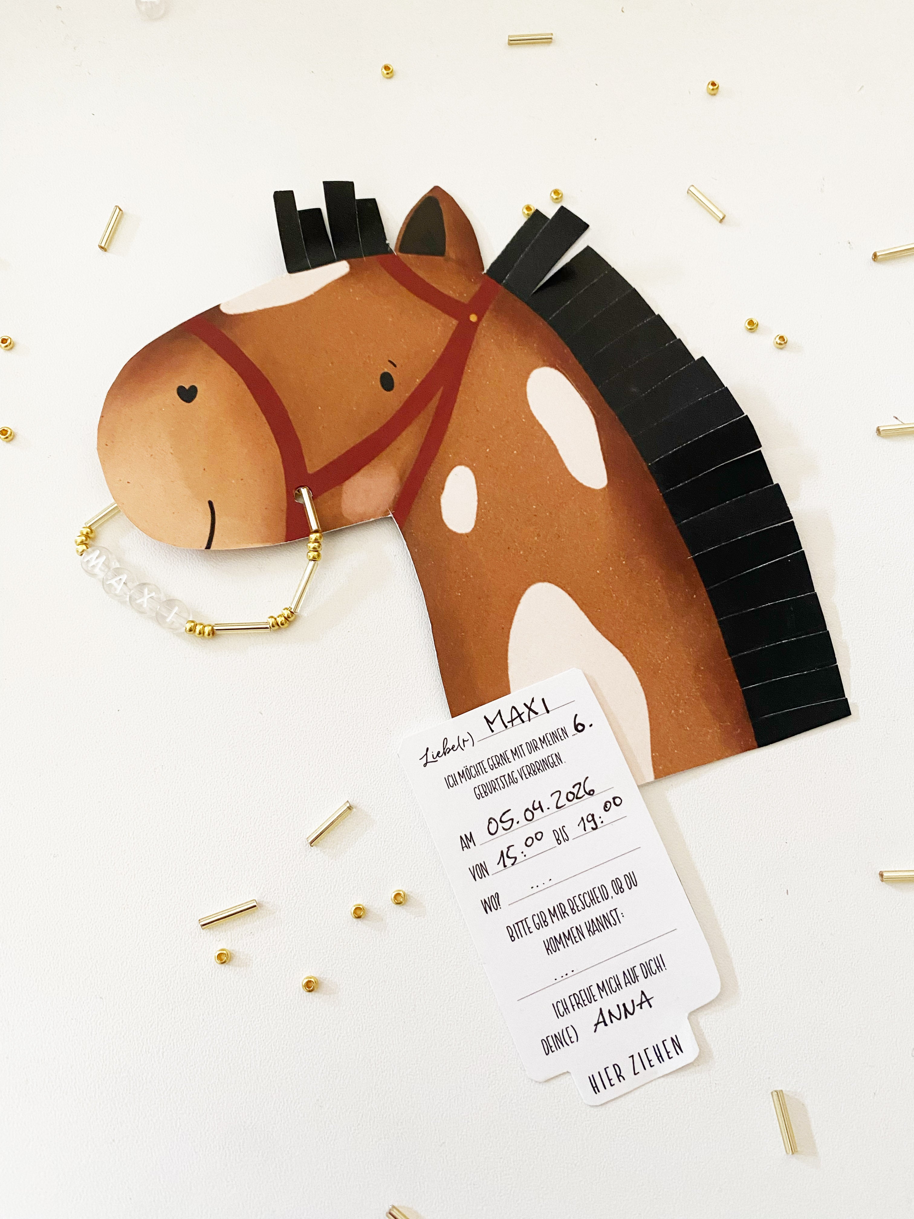 Einladung - Pferd /Ausmalen / Basteln