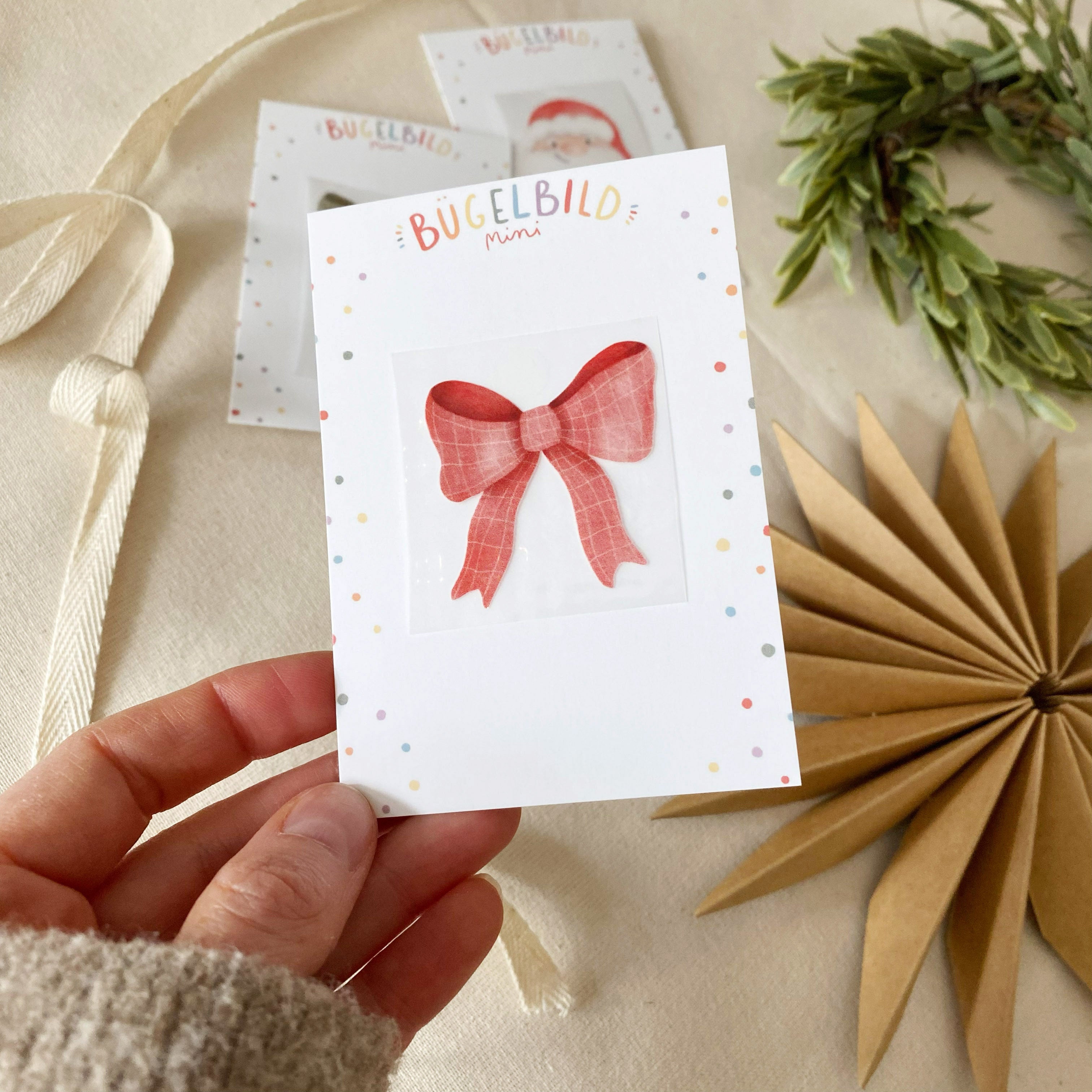 Mini Bügelbilder - rote Schleife
