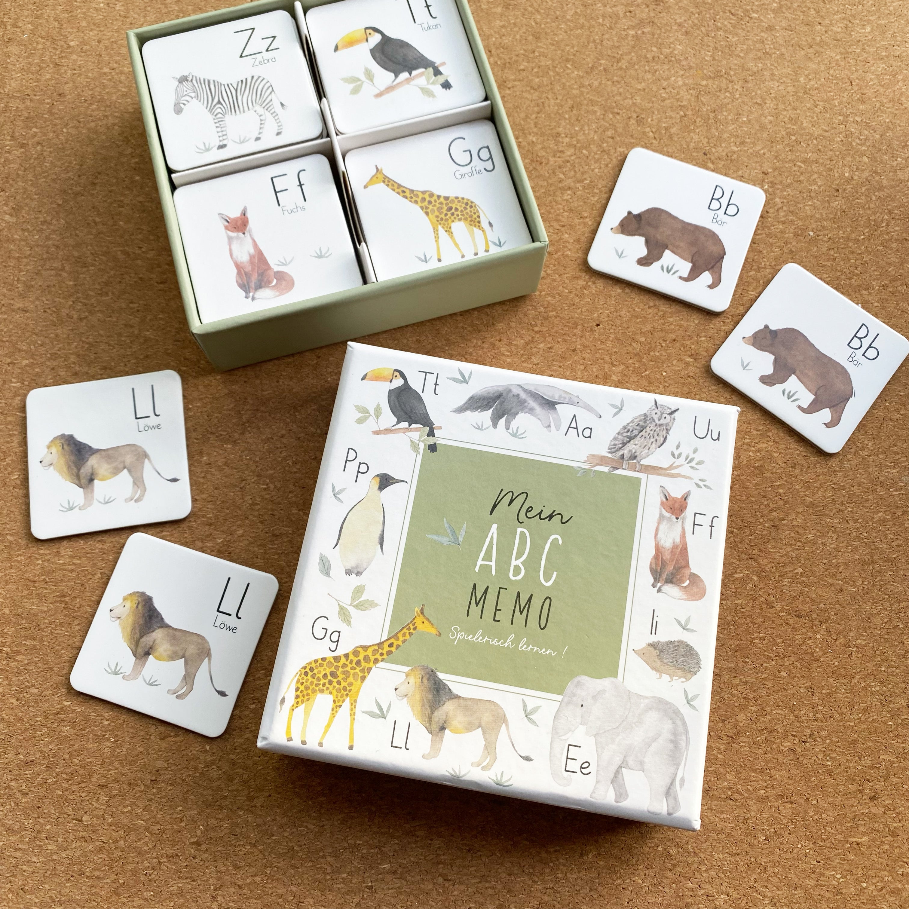 ABC Memo Game / Flashcards / ABC Learning Game / Basic Writing/Print Writing - Animal Alphabet