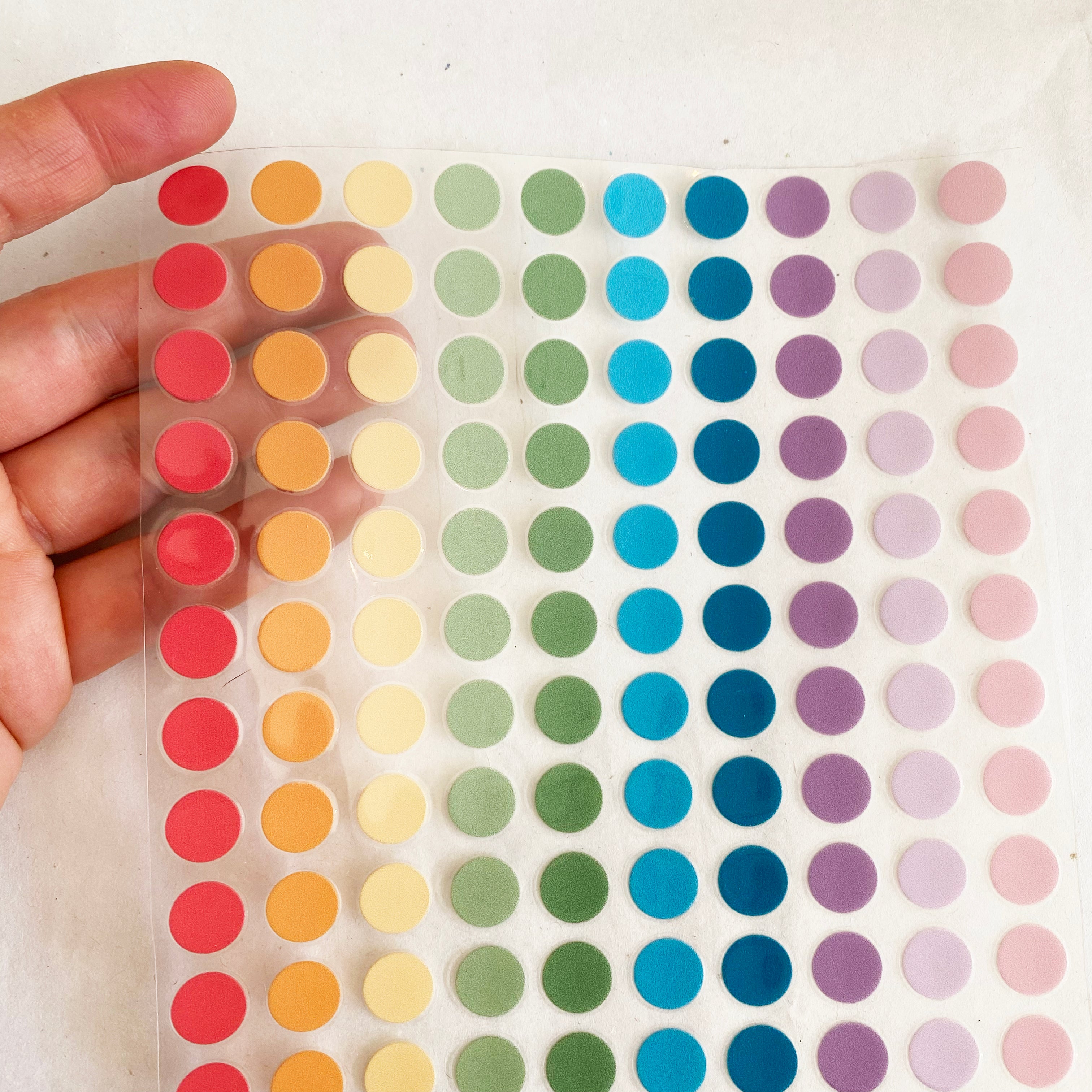 Rub-on Sticker bunte Punkte wasserfest - für Glas,Holz,Metall & Kunststoff, ohne Rand