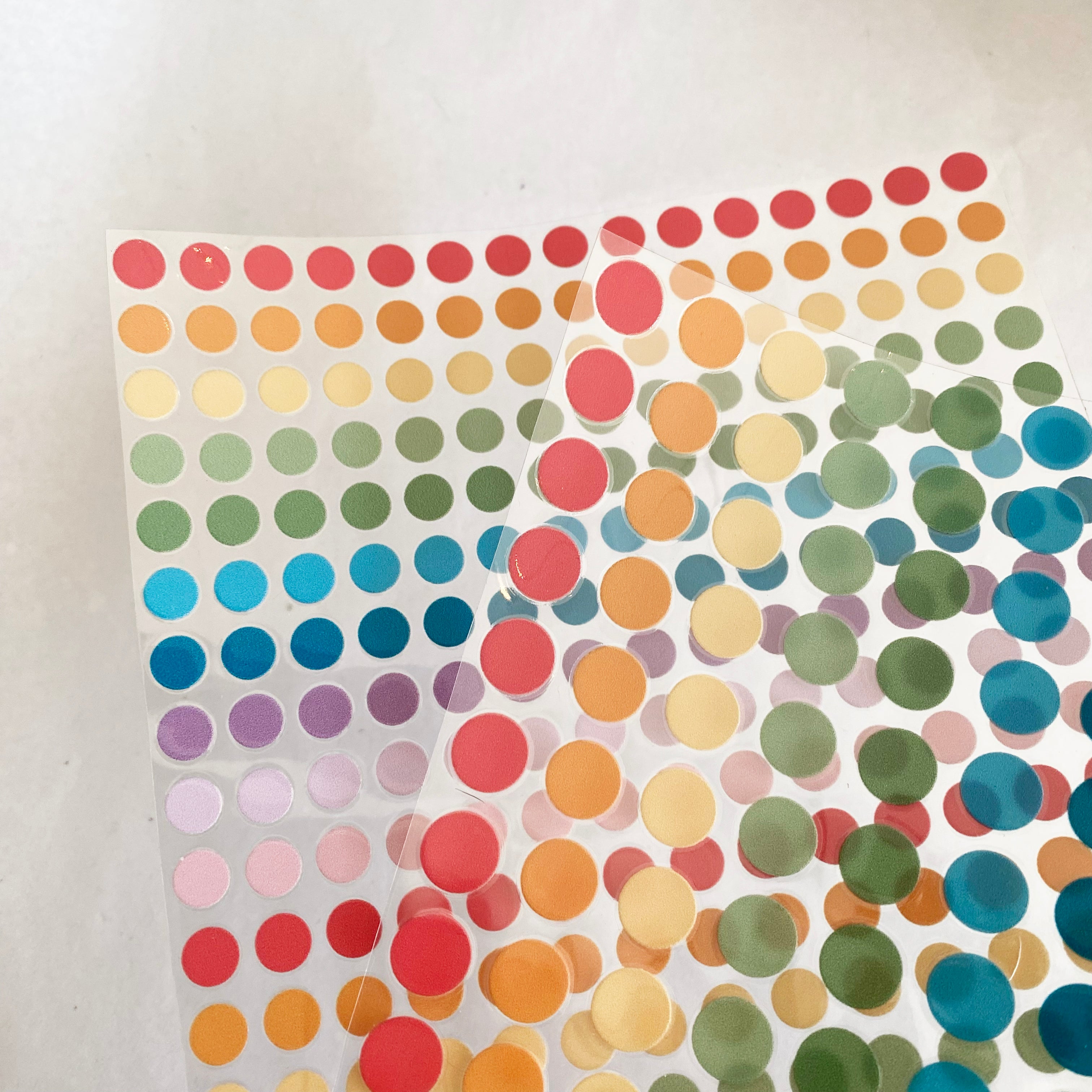 Rub-on Sticker bunte Punkte wasserfest - für Glas,Holz,Metall & Kunststoff, ohne Rand