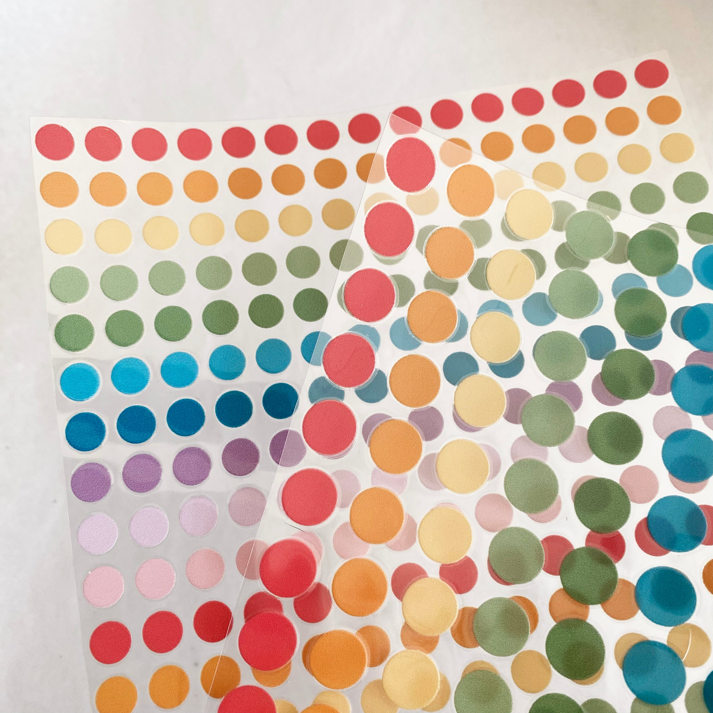 Rub-on Sticker bunte Punkte wasserfest - für Glas,Holz,Metall & Kunststoff, ohne Rand