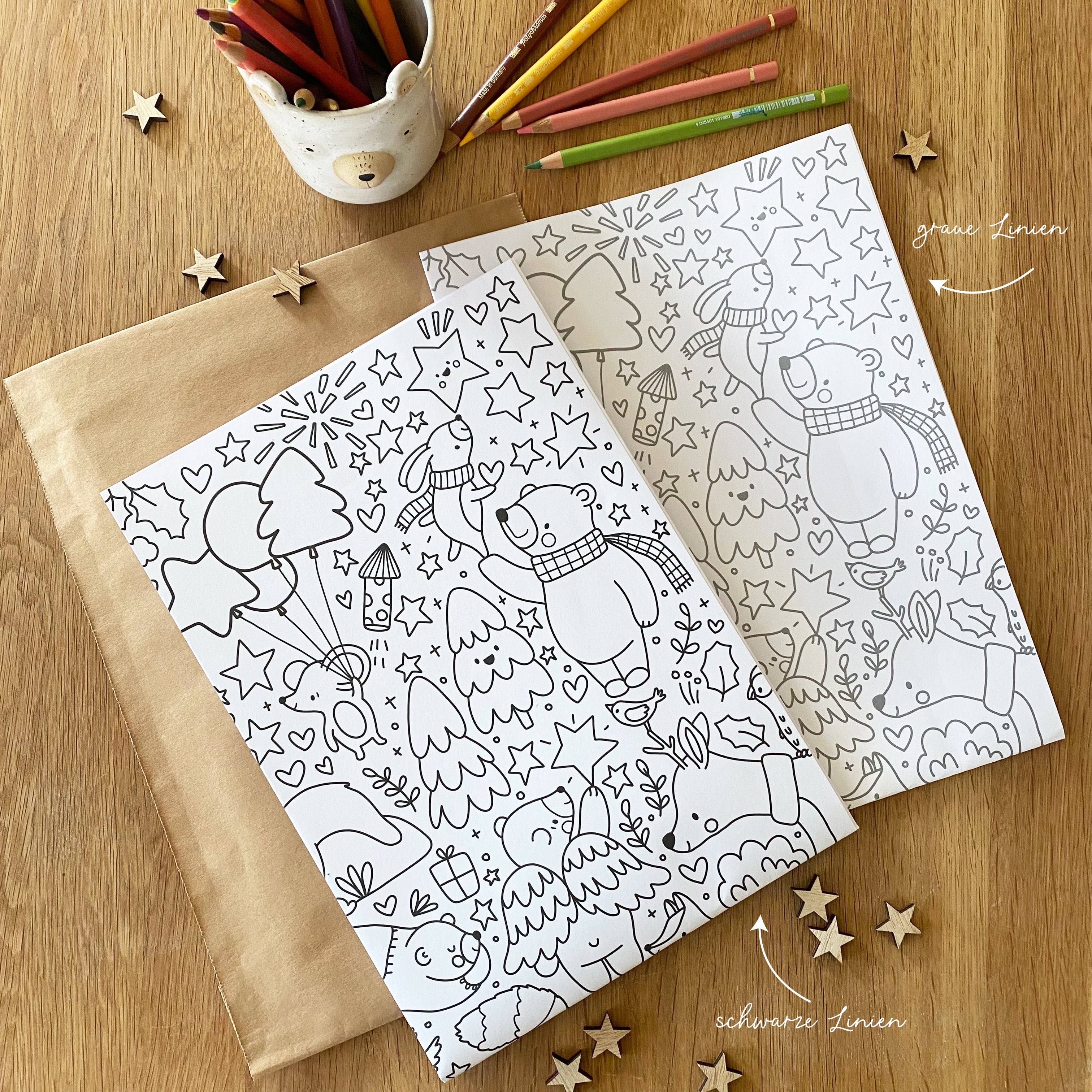 Ausmalposter in DIN A1 mit weihnachtlichen Motiven - Christmas Doodle