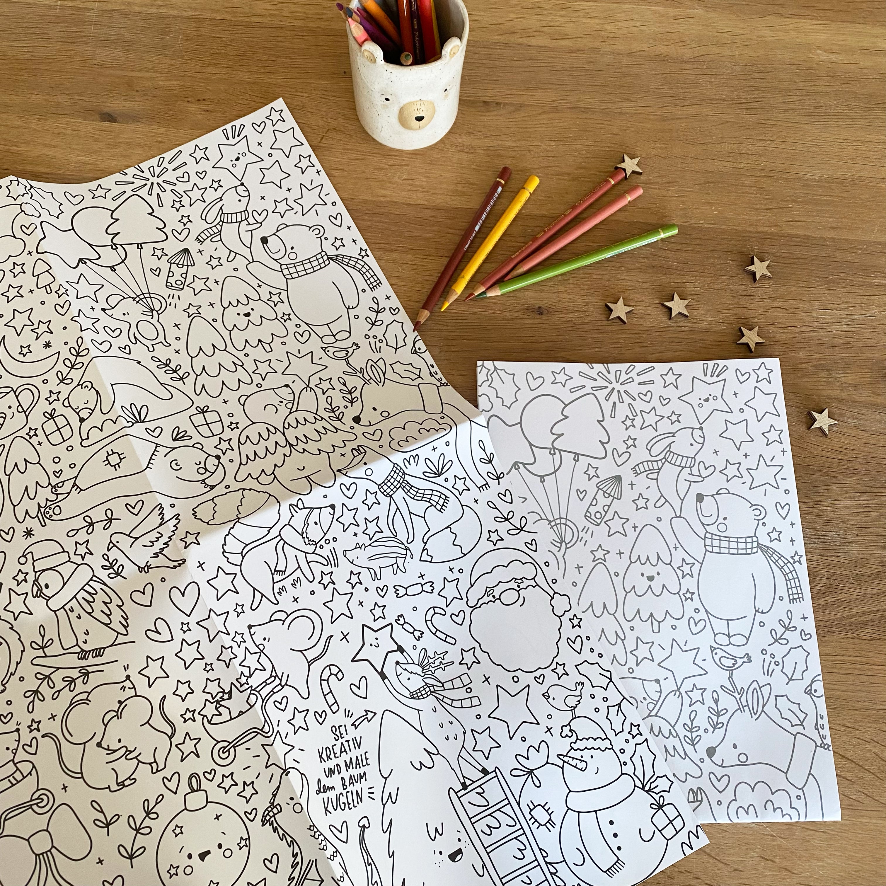 Coloring poster in DIN A1 with Christmas motifs - Christmas Doodle