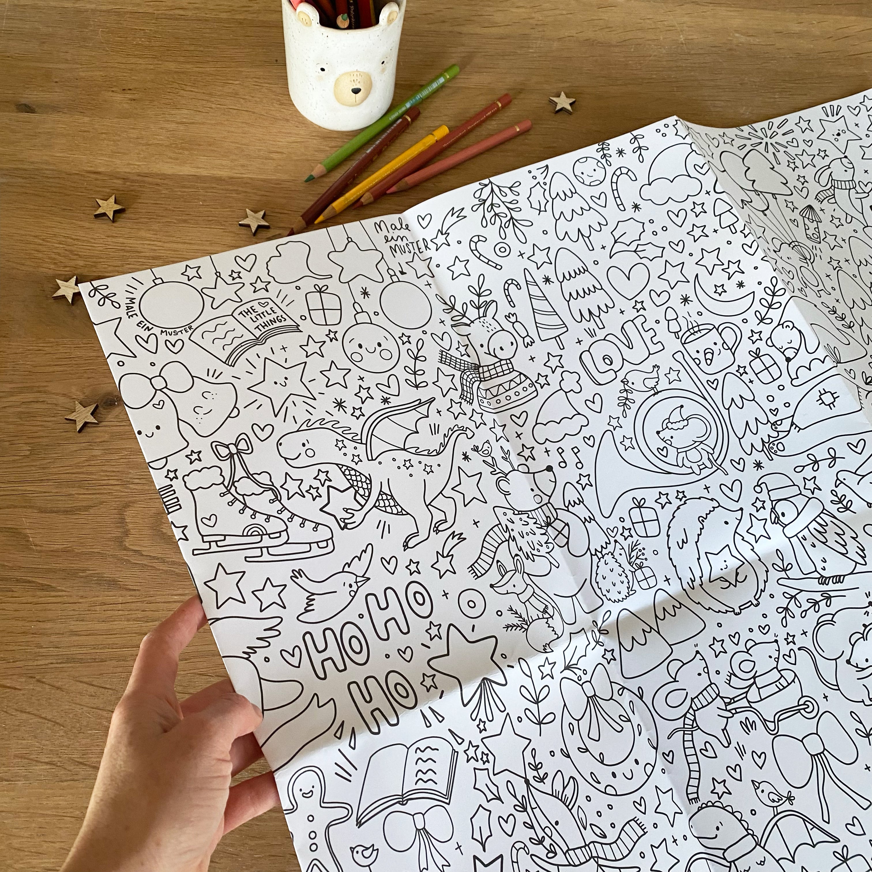 Coloring poster in DIN A1 with Christmas motifs - Christmas Doodle