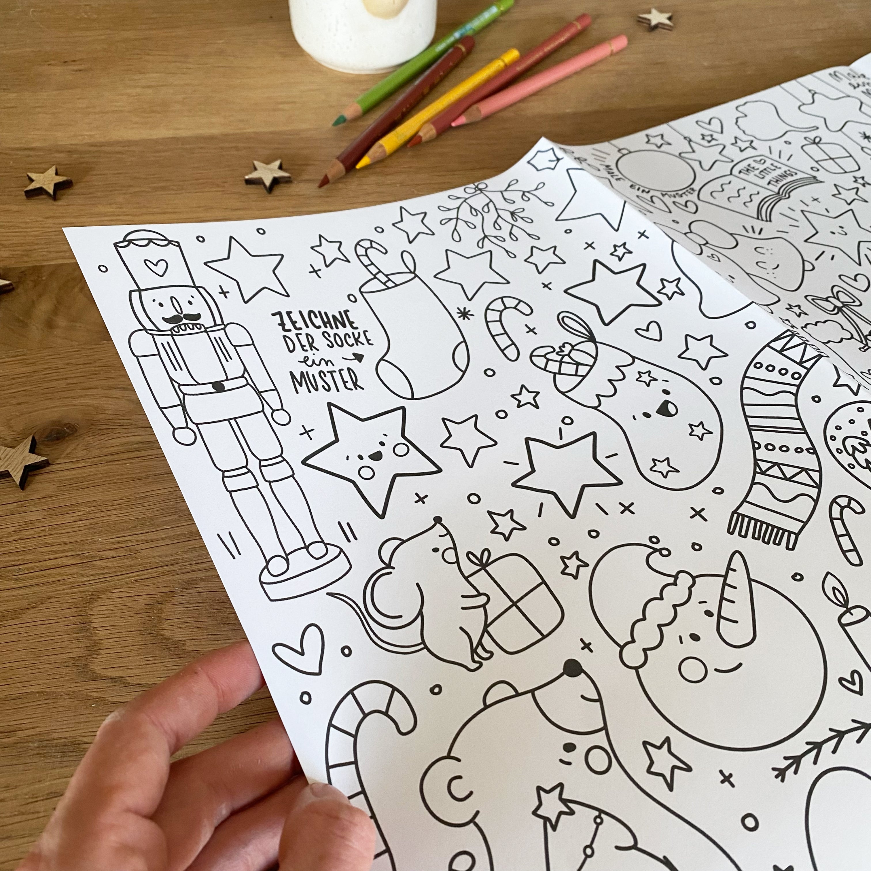 Coloring poster in DIN A1 with Christmas motifs - Christmas Doodle