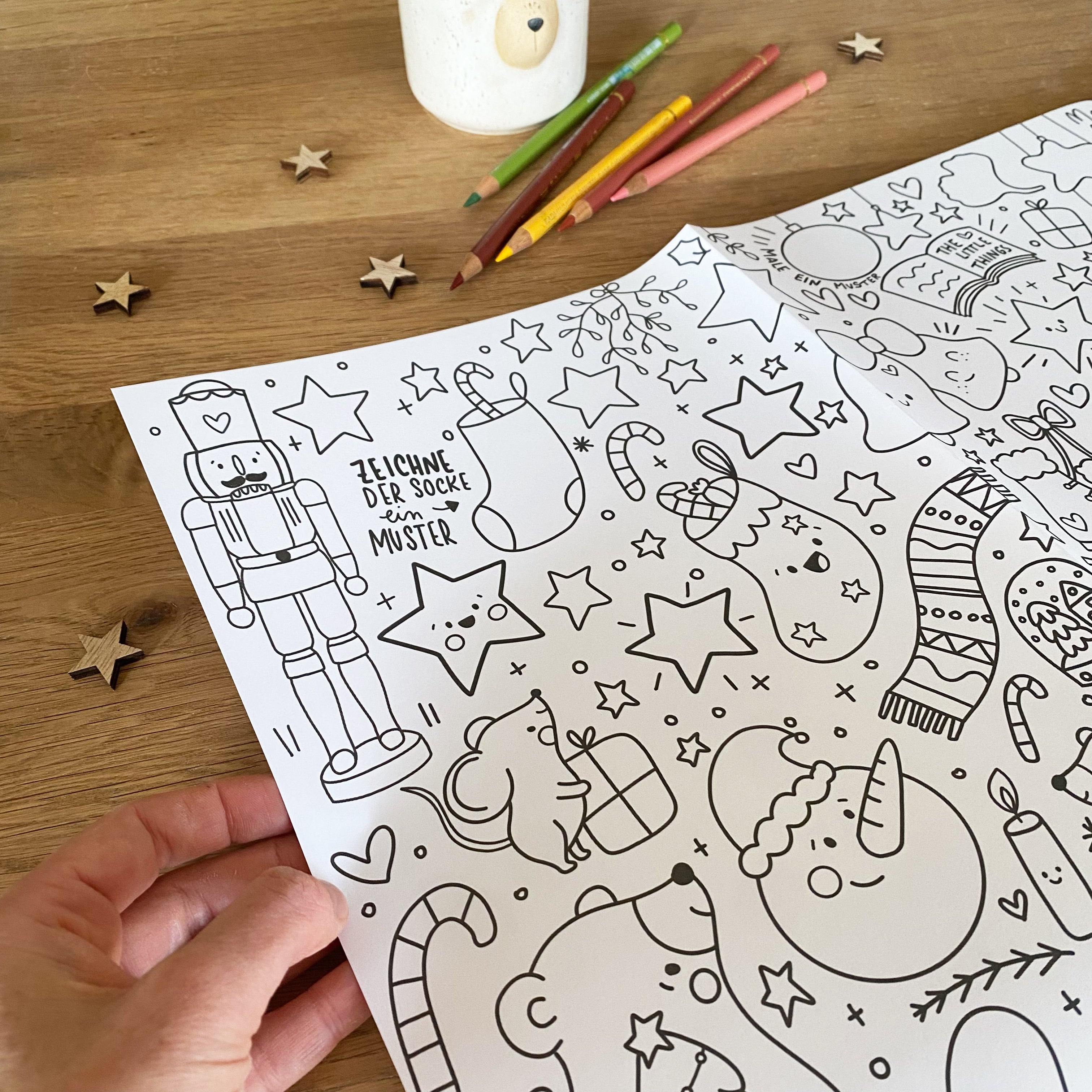 Coloring poster in DIN A1 with Christmas motifs - Christmas Doodle