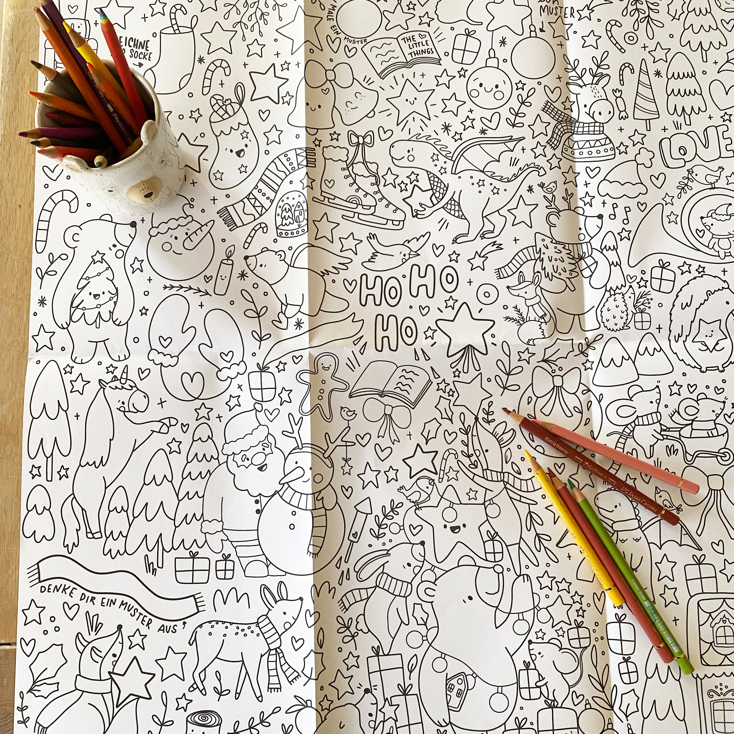 Coloring poster in DIN A1 with Christmas motifs - Christmas Doodle