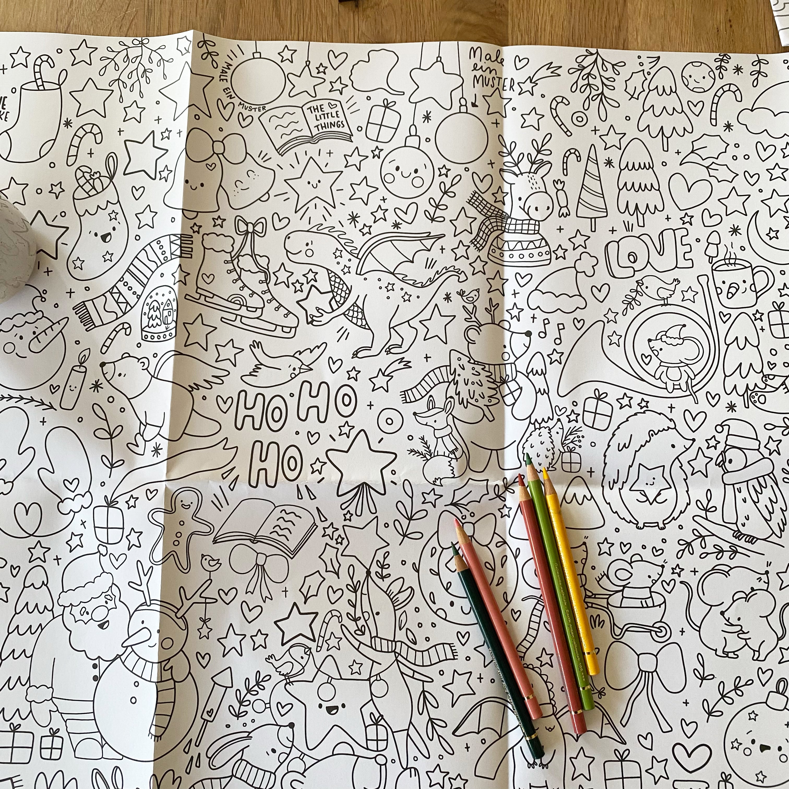 Coloring poster in DIN A1 with Christmas motifs - Christmas Doodle