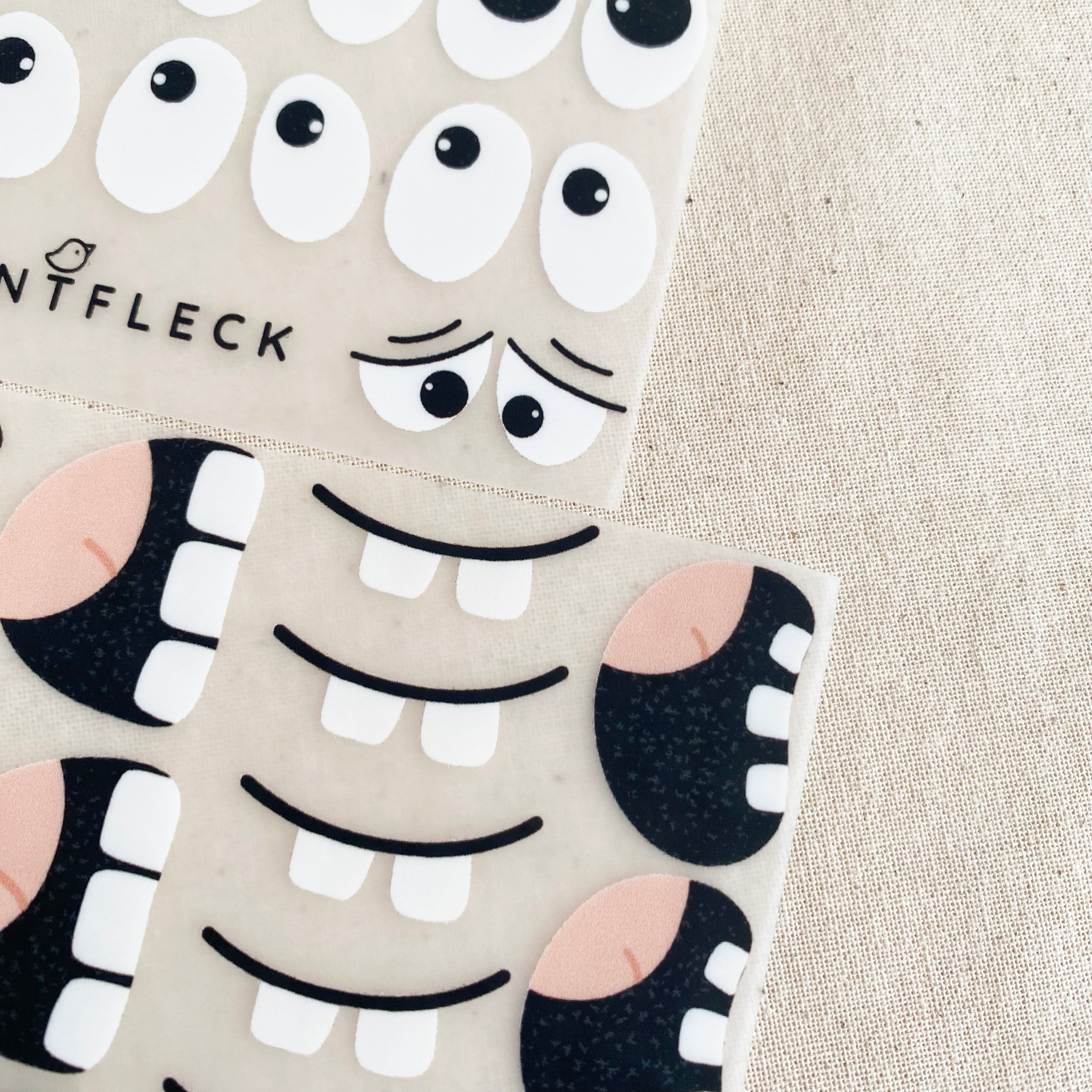 Bügelbild freche Gesichter - Iron on Patch für Kleidung, mehrere Motive