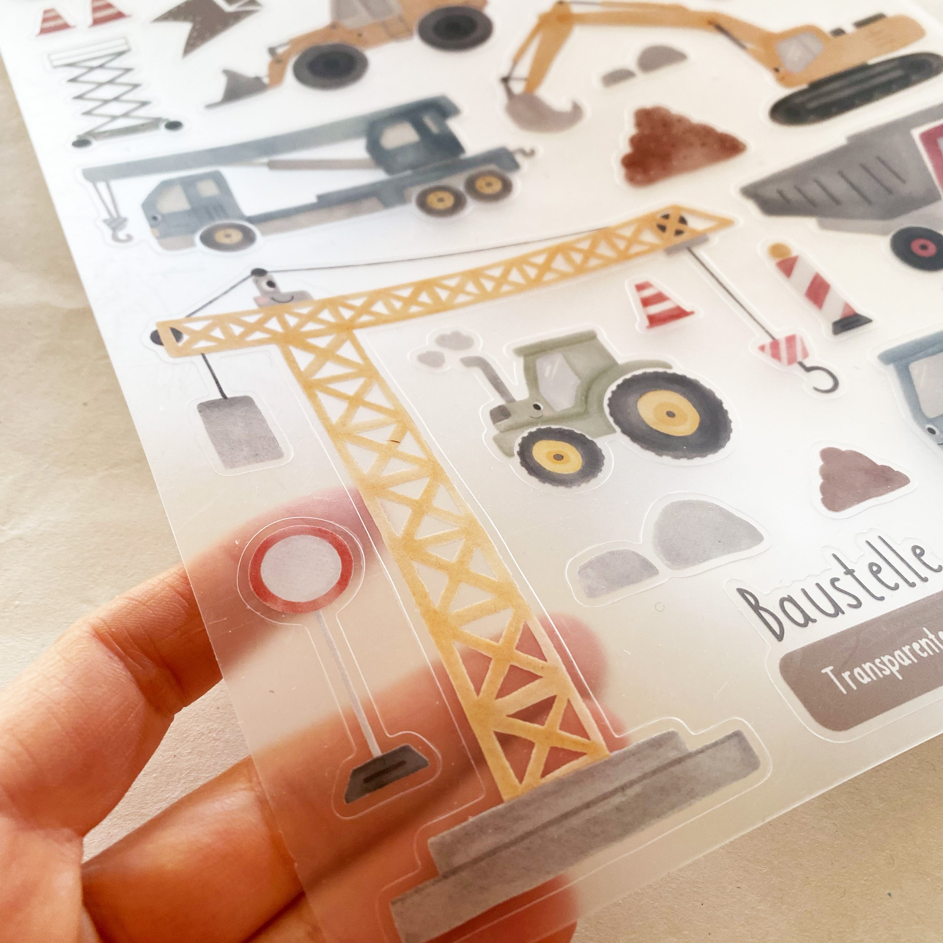 Aufkleber/Sticker für den Kindergartenordner / Kitaordner + Einlegeblatt - Baustelle/Baufahrzeuge