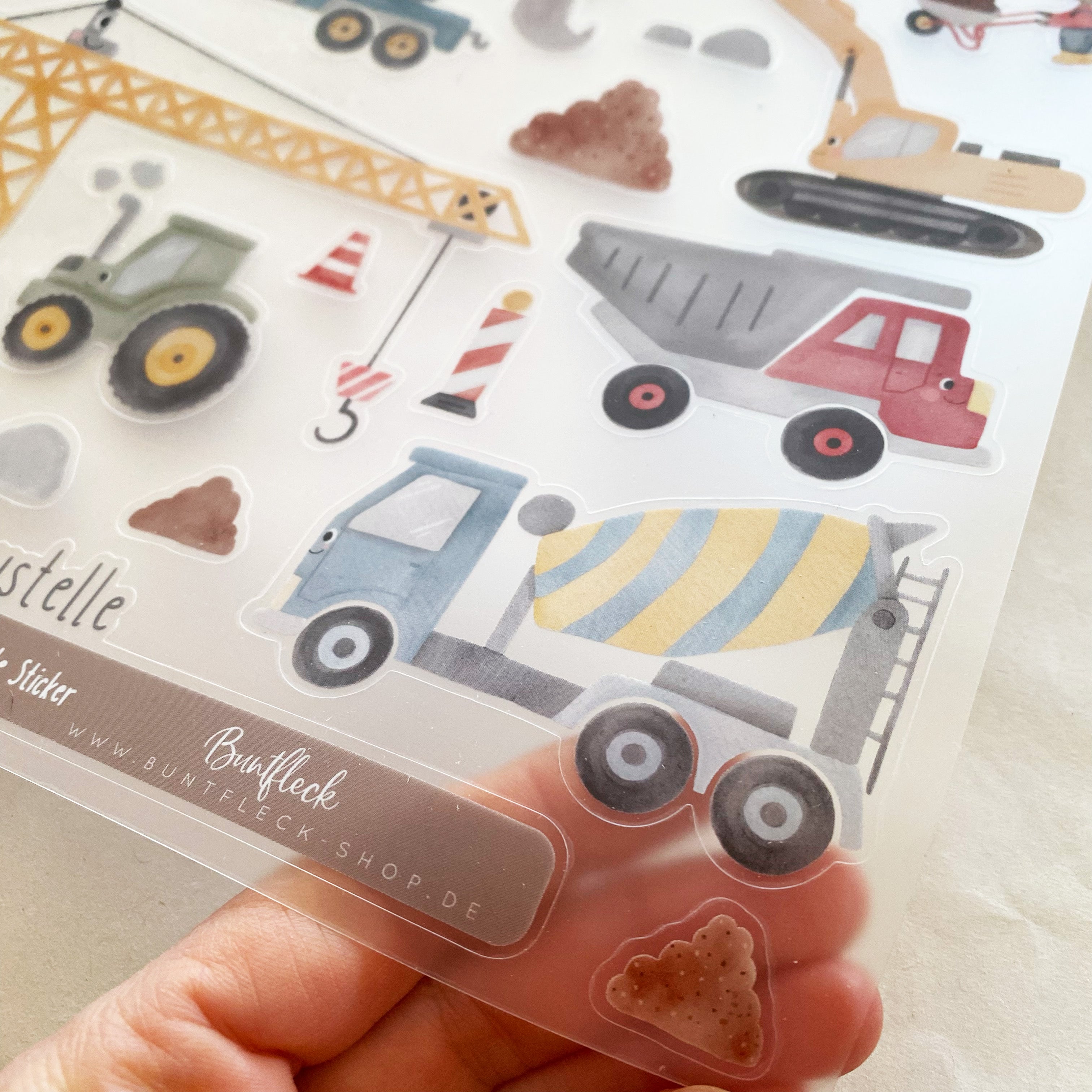 Aufkleber/Sticker für den Kindergartenordner / Kitaordner + Einlegeblatt - Baustelle/Baufahrzeuge