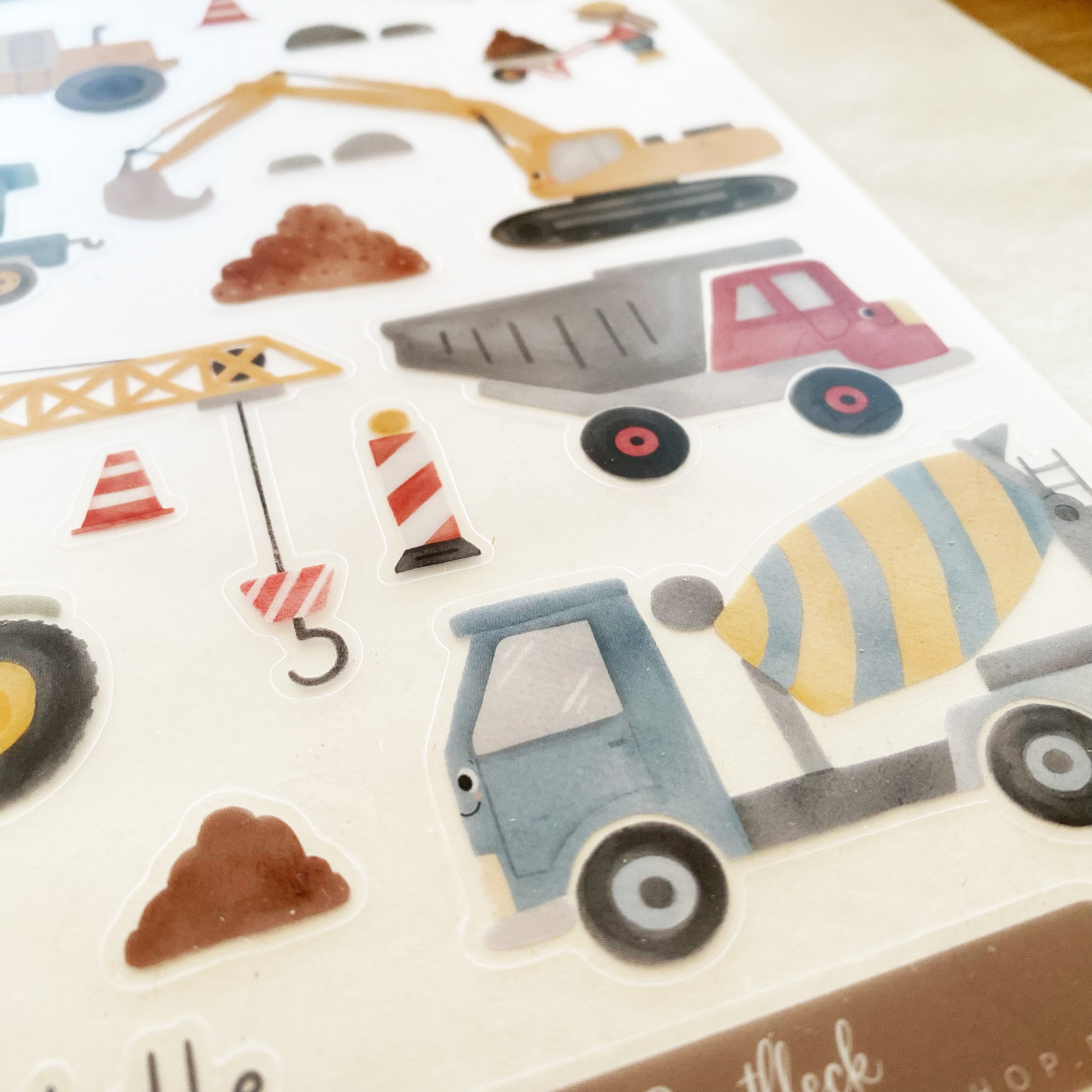 Aufkleber/Sticker für den Kindergartenordner / Kitaordner + Einlegeblatt - Baustelle/Baufahrzeuge