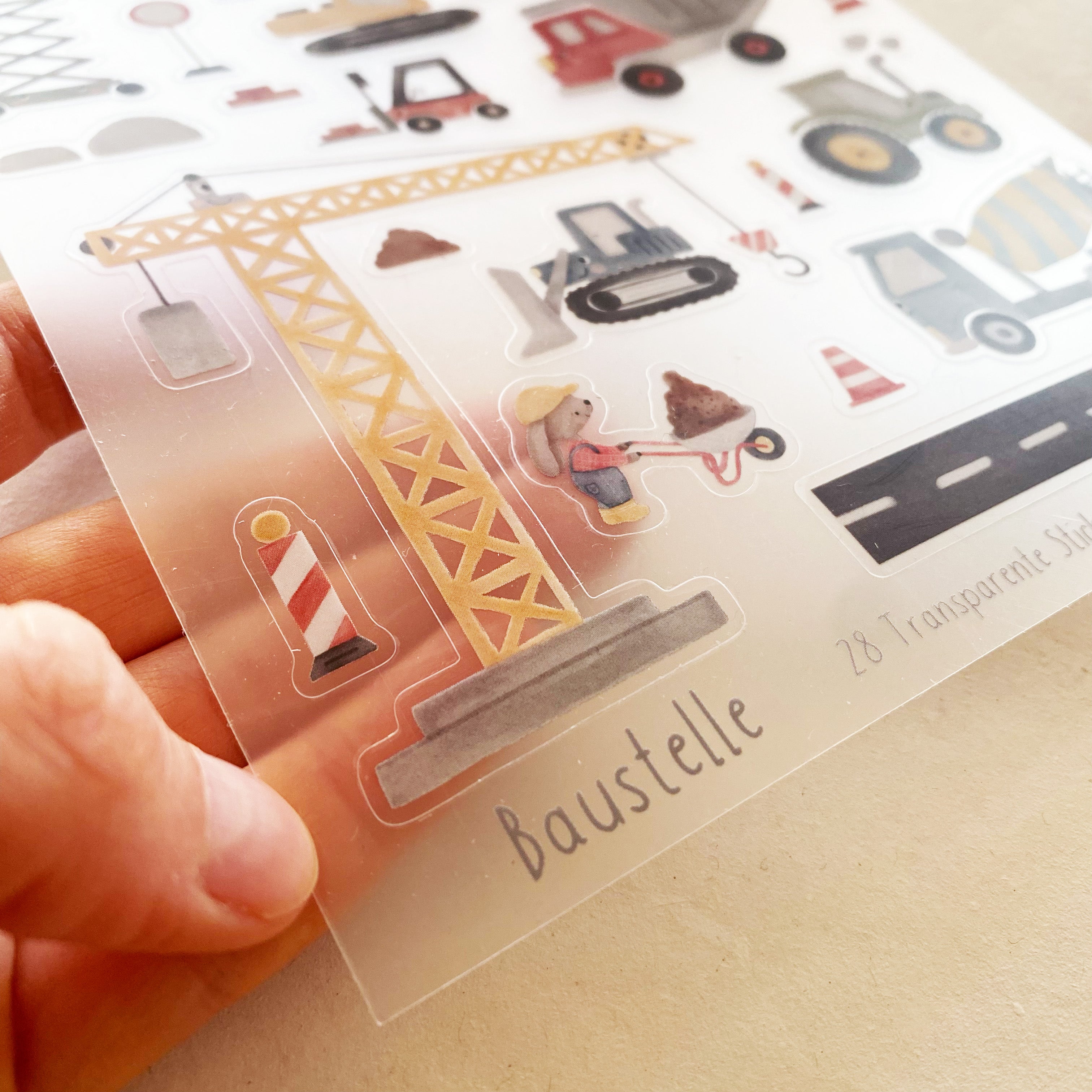 Aufkleber/Sticker für den Kindergartenordner / Kitaordner + Einlegeblatt - Baustelle/Baufahrzeuge