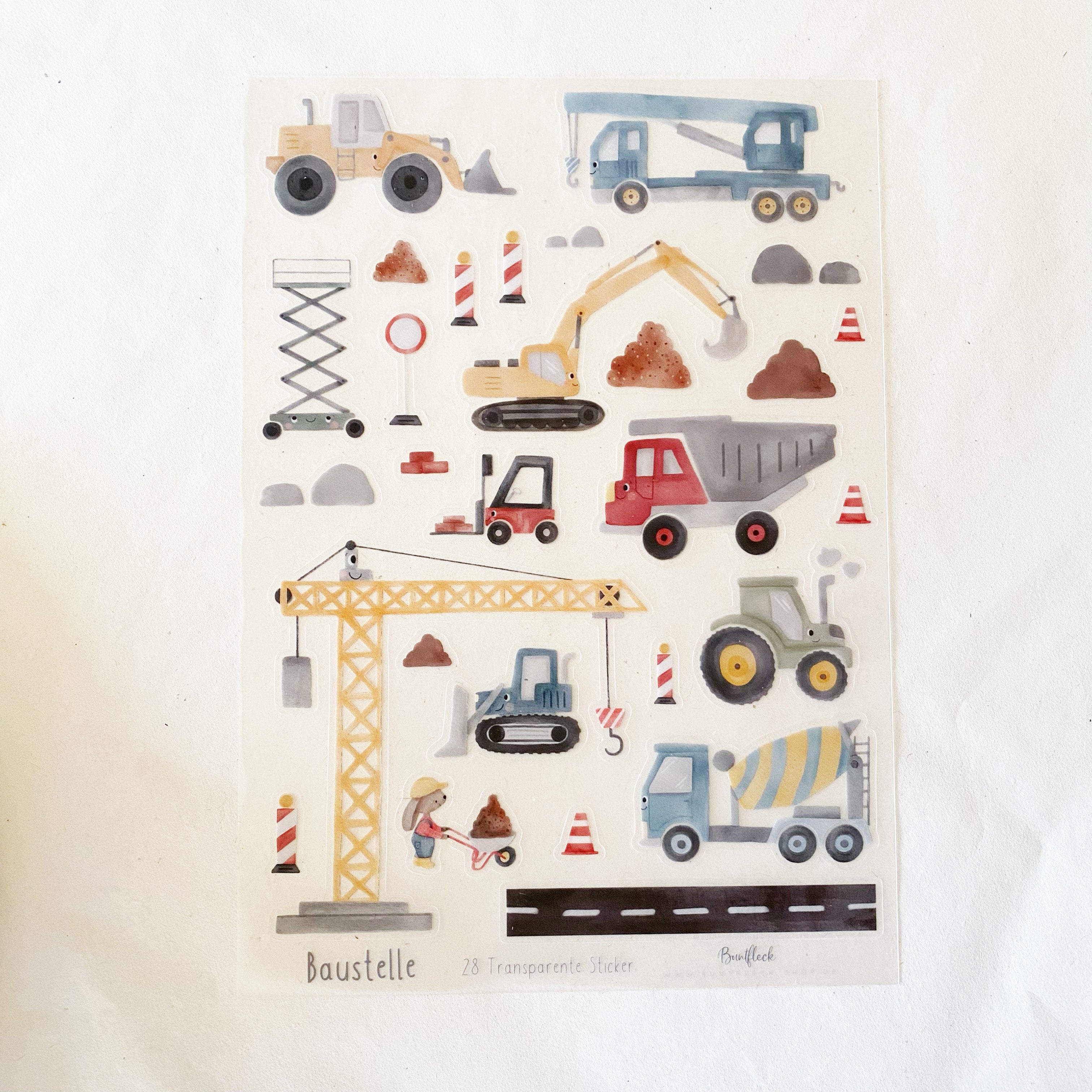 Stickersheet Vinyl /Stickerbogen / Vinyl transparent - Baufahrzeuge