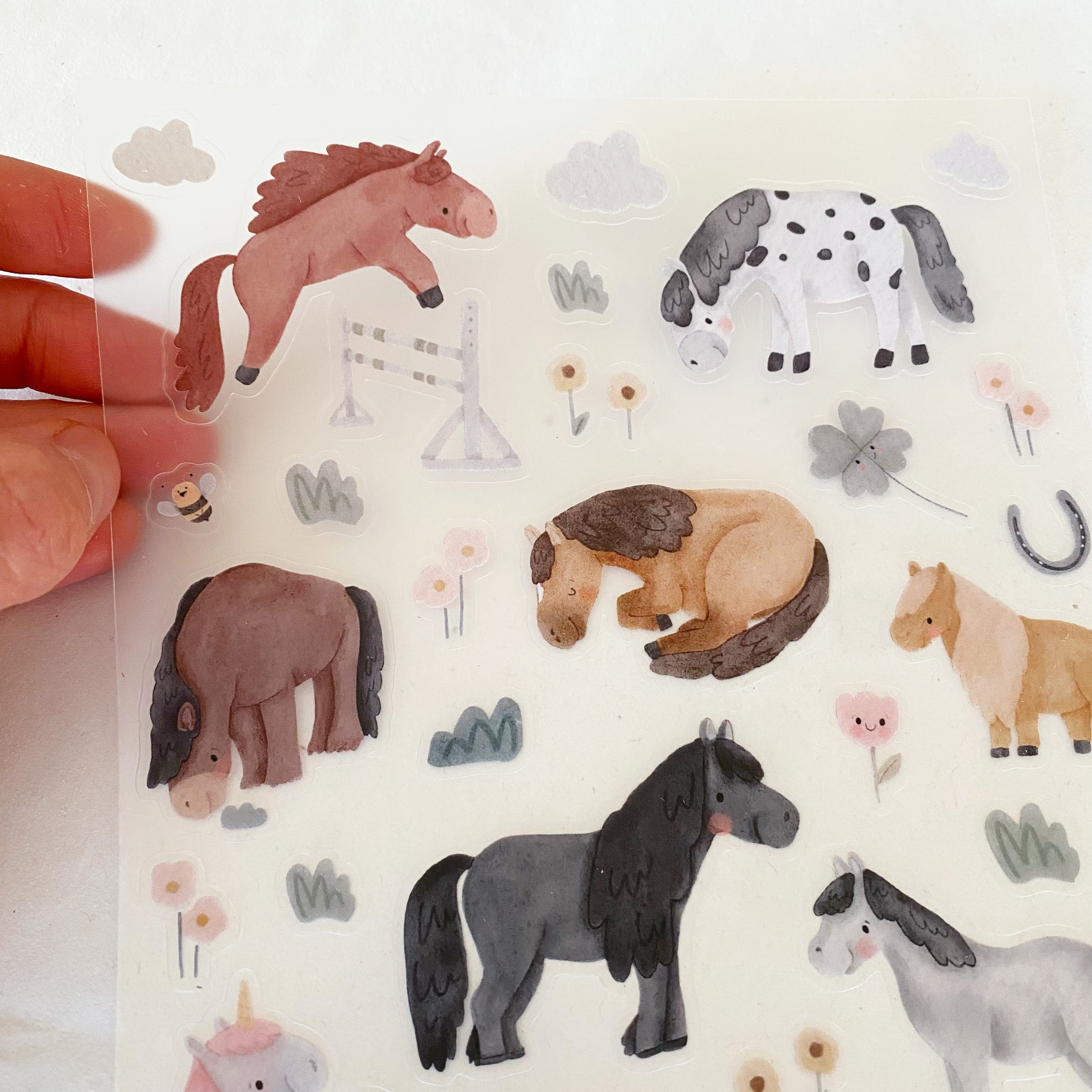 Stickersheet Vinyl /Stickerbogen / Vinyl transparent - Süße Pferde