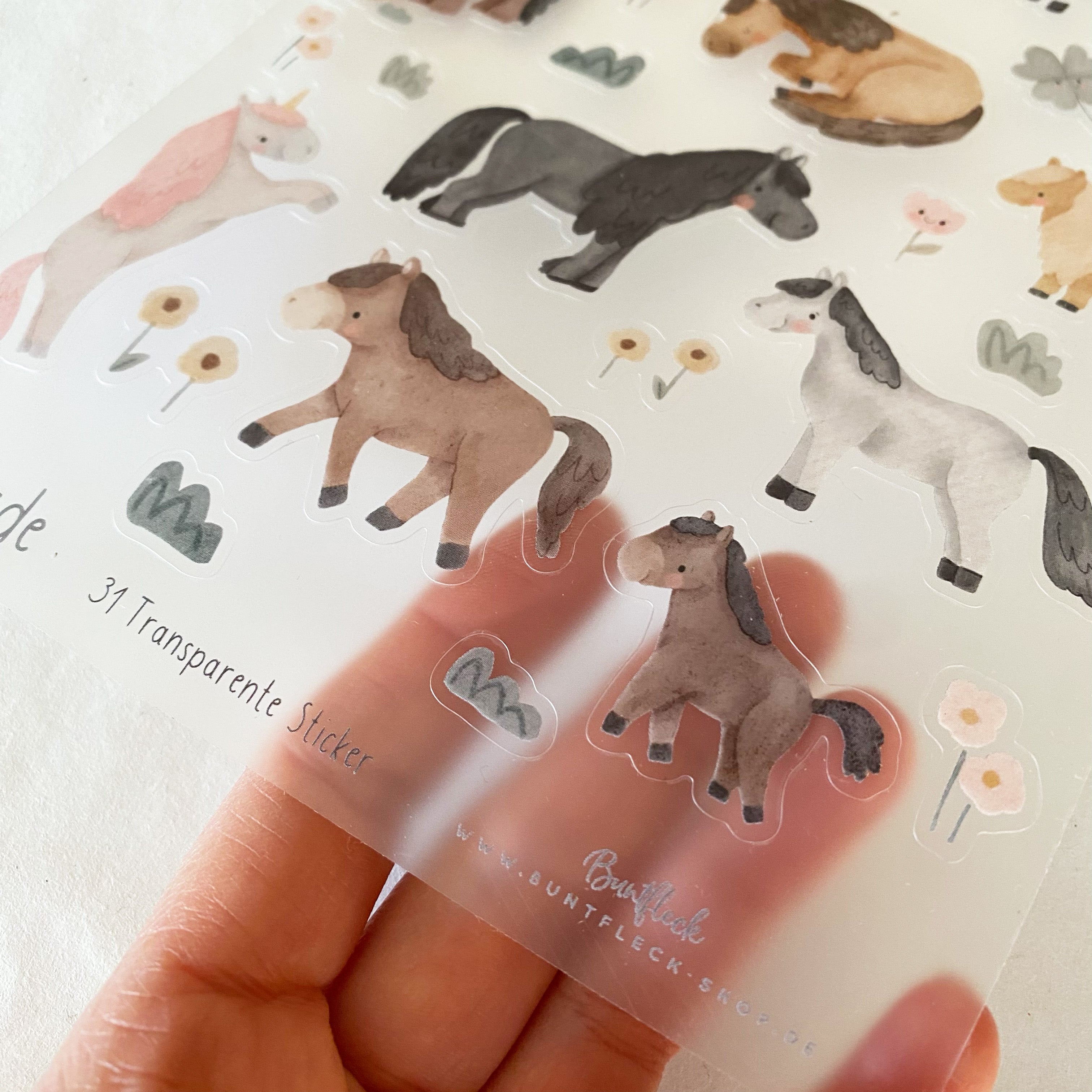 Stickersheet Vinyl /Stickerbogen / Vinyl transparent - Süße Pferde