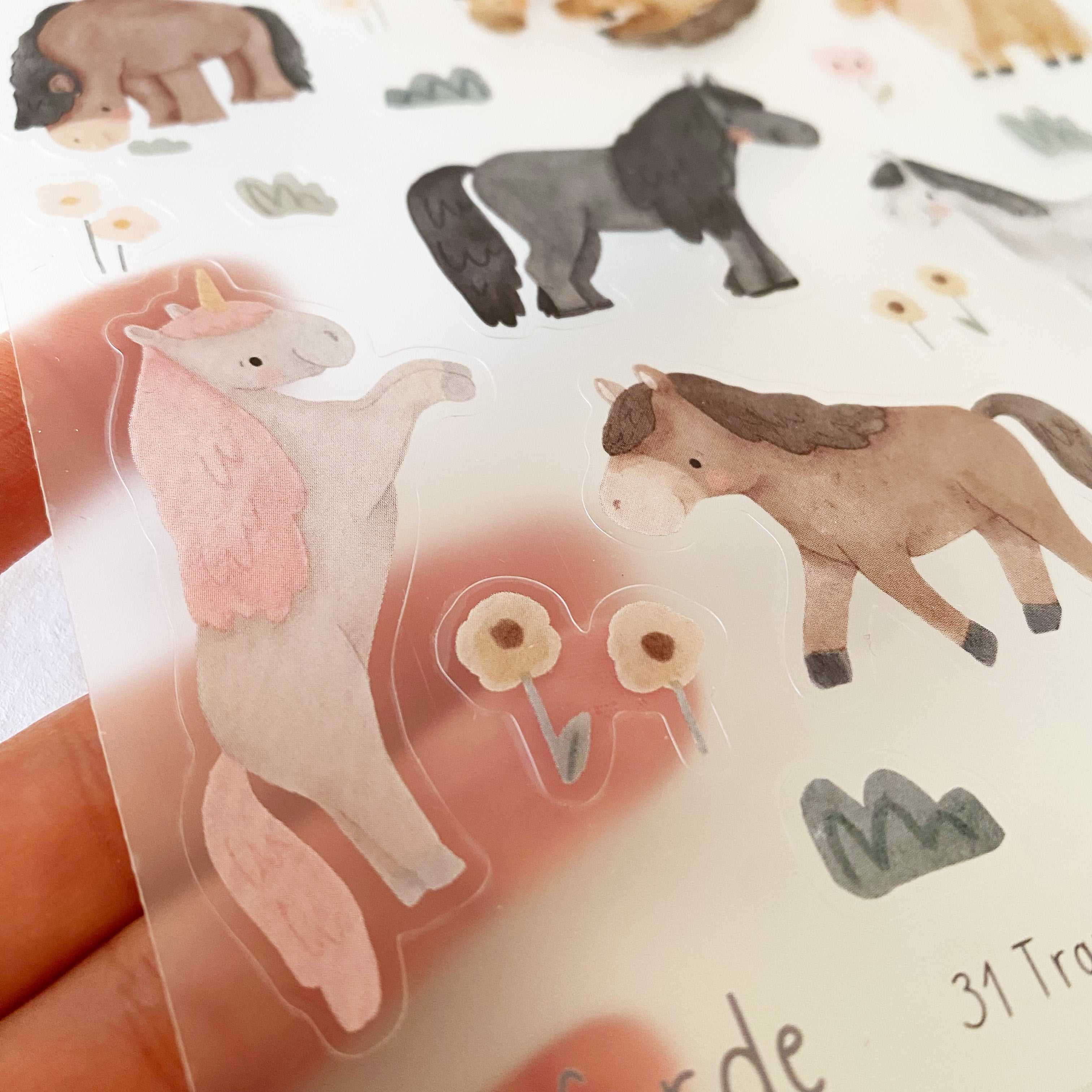 Stickersheet Vinyl /Stickerbogen / Vinyl transparent - Süße Pferde