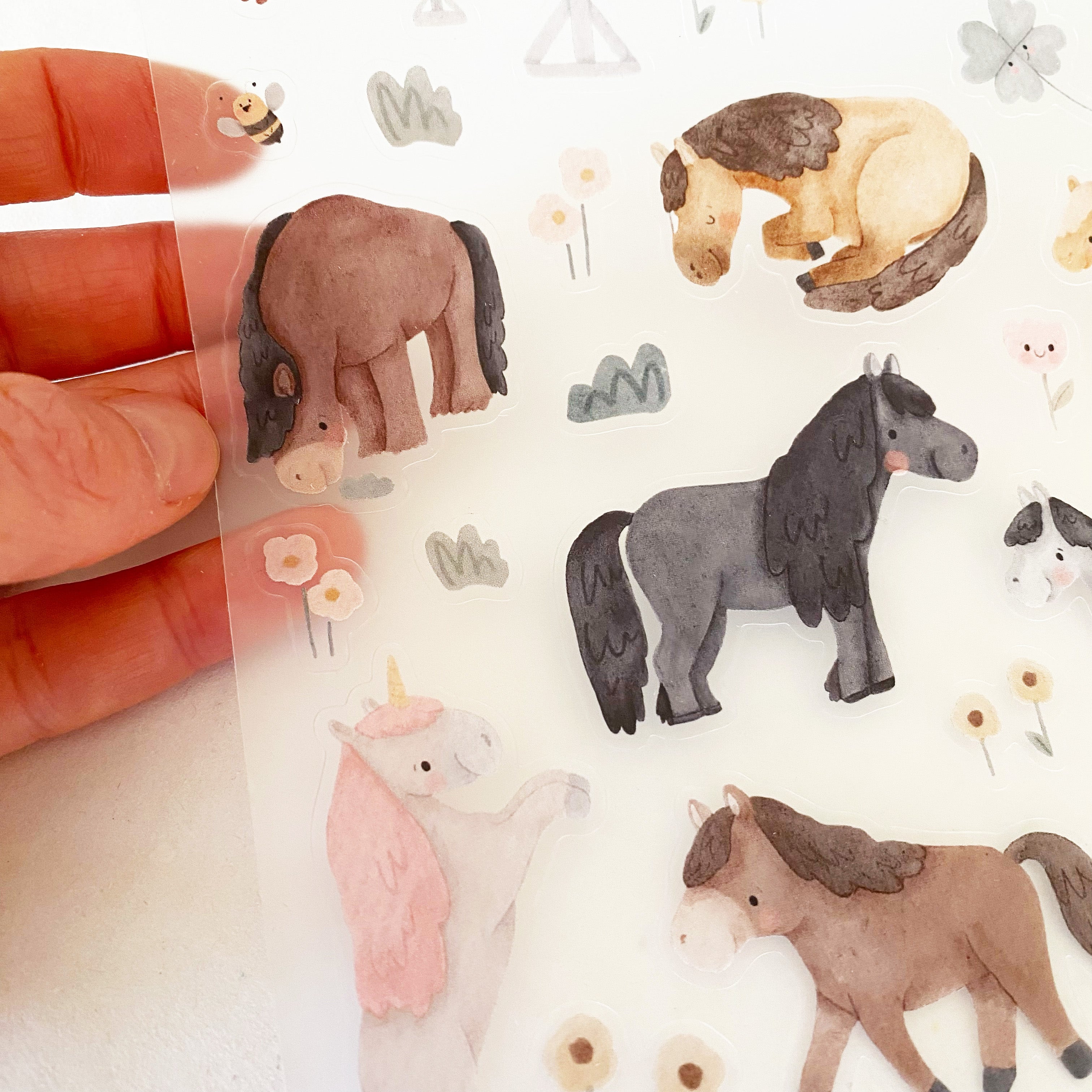Stickersheet Vinyl /Stickerbogen / Vinyl transparent - Süße Pferde