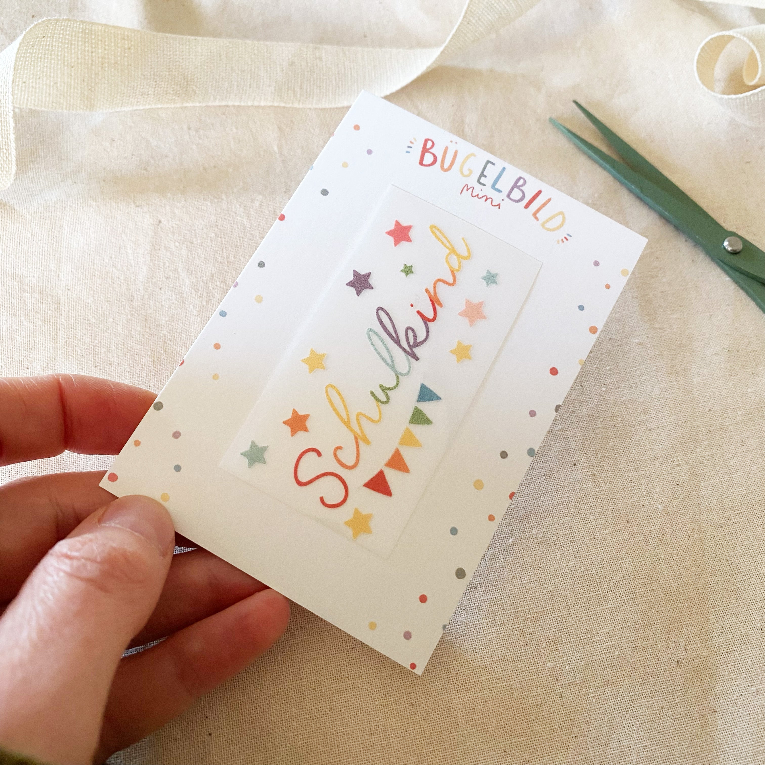 Bügelbild - Schriftzug SCHULKIND in verschiedenen Größen & Schriftarten