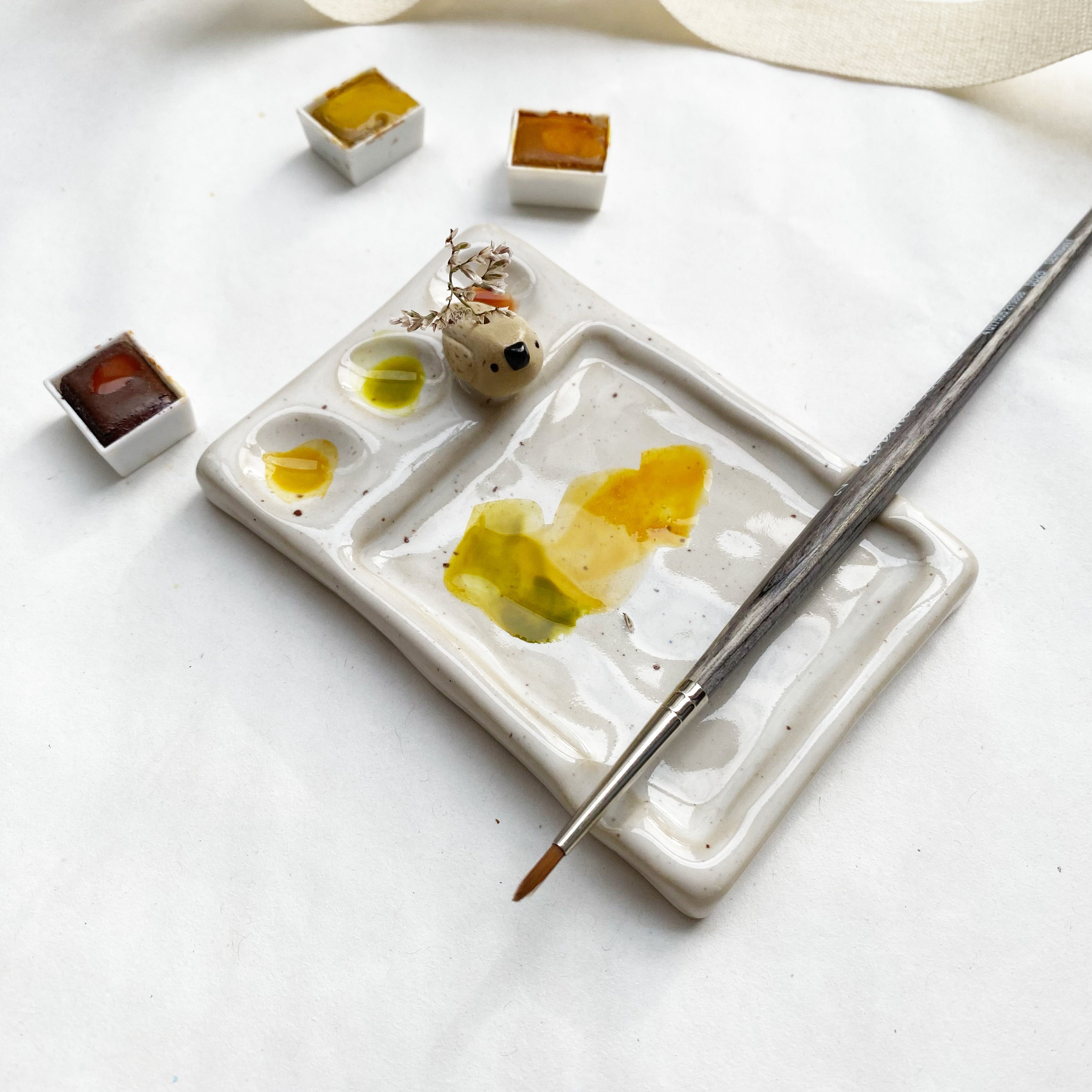 Mischpalette mit Vögelchen + Pinselablage