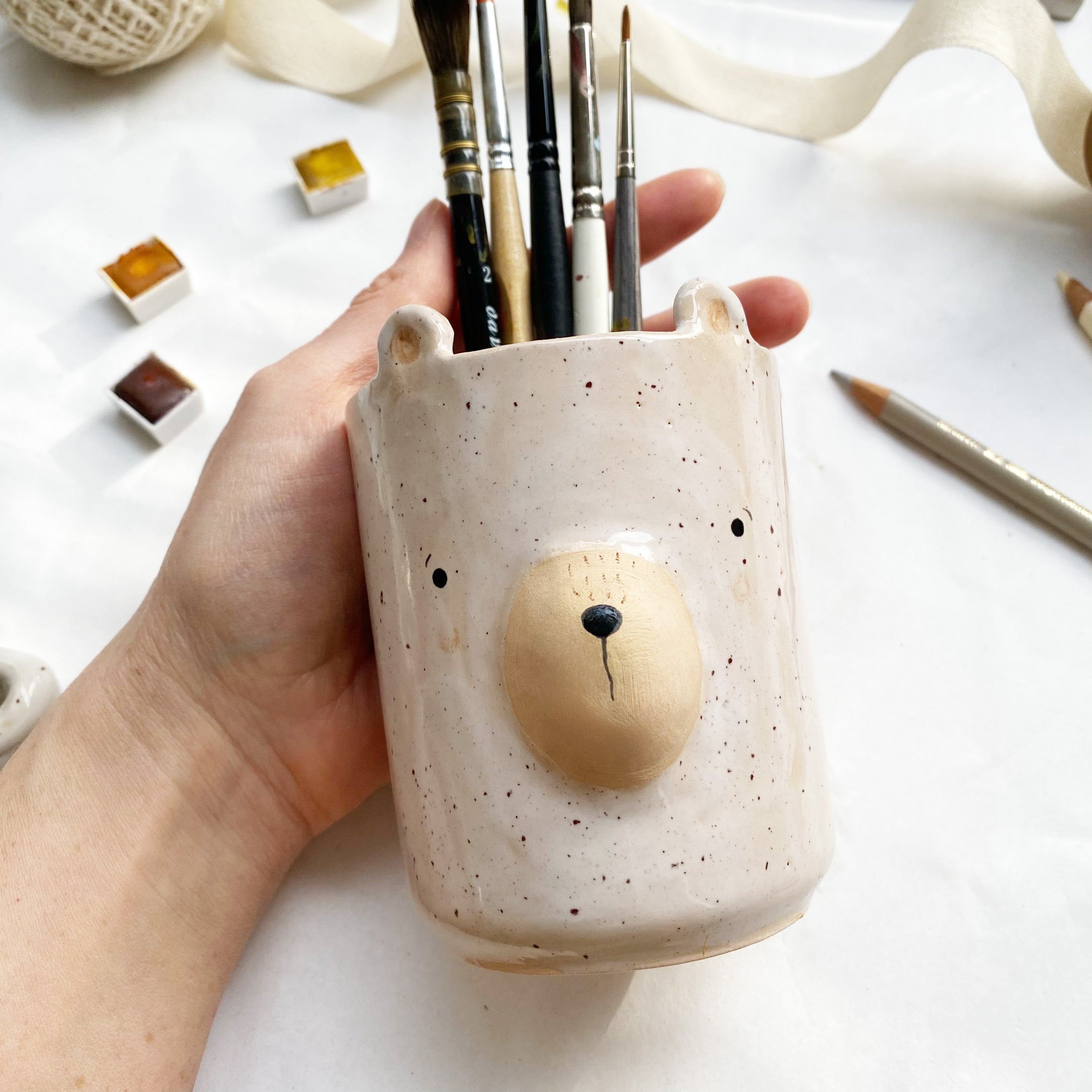 Stiftehalter mit Bärchengesicht