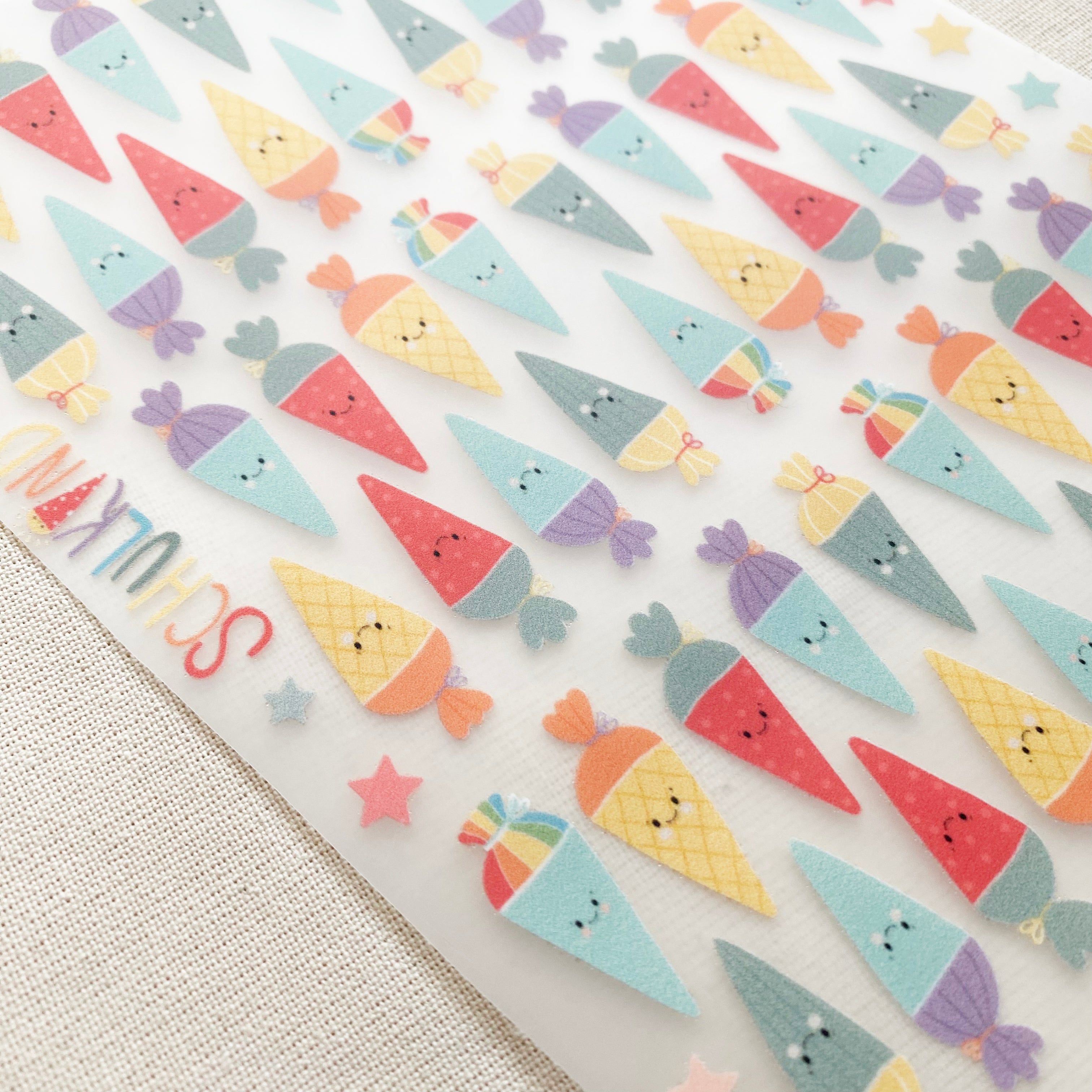 Bügelbilder Schultüten Mini - Iron on Patch für Kleidung, mehrere Motive / Schulanfang / Schultüte