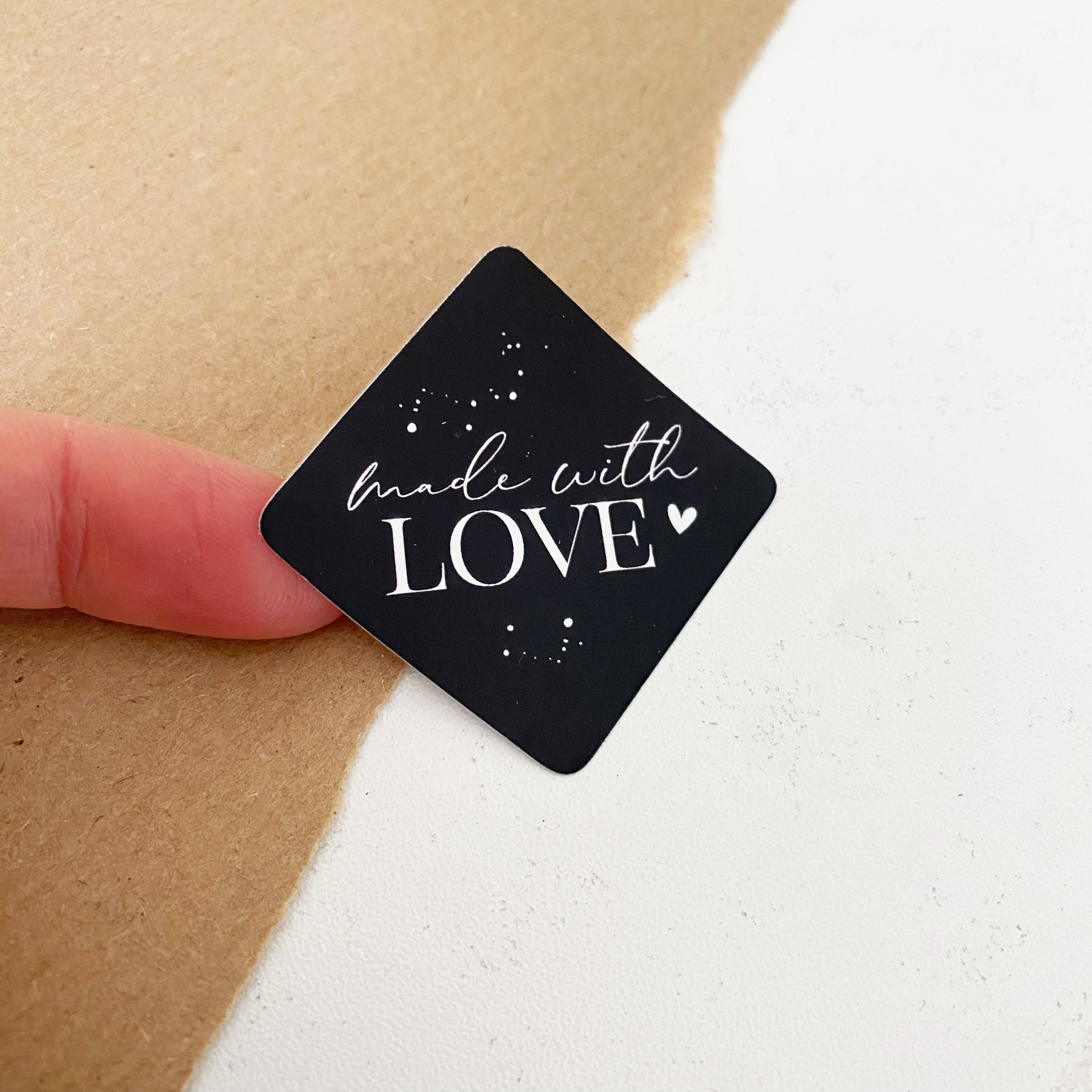 Aufkleber/Etiketten - made with love in schwarz