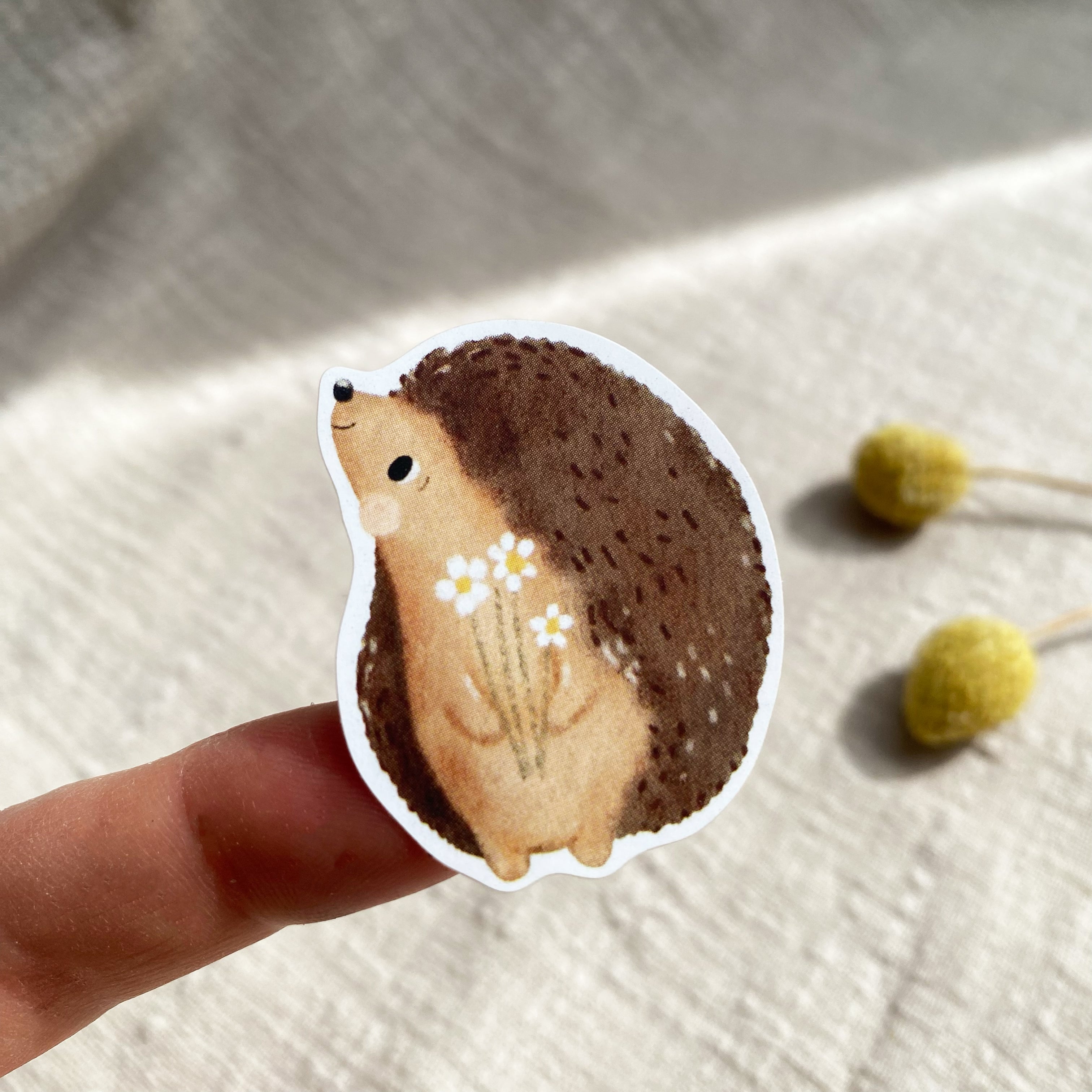 Etiketten/Aufkleber - Igel mit Gänseblümchen