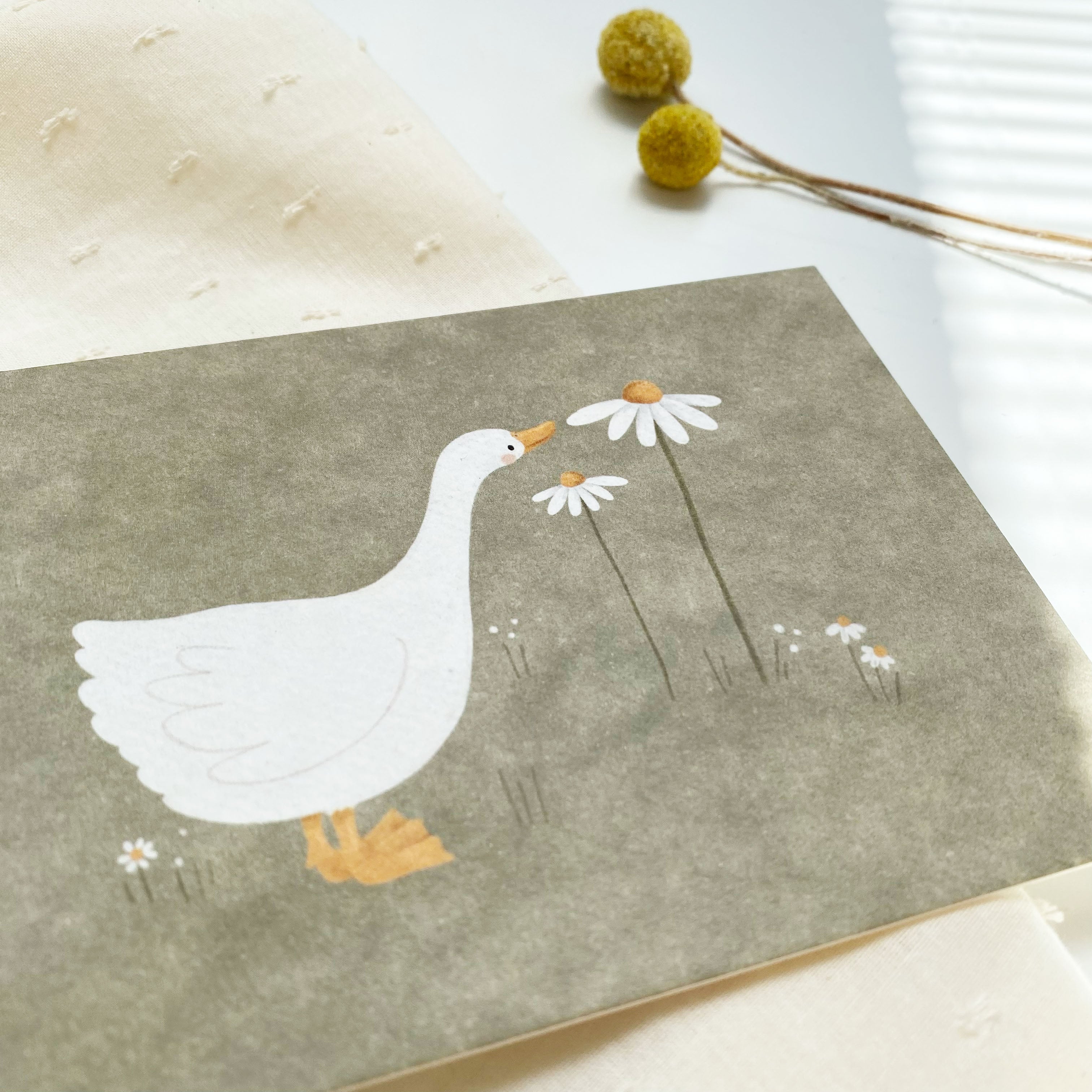 Card/Postcard/Greeting Card - Goose with Flowers