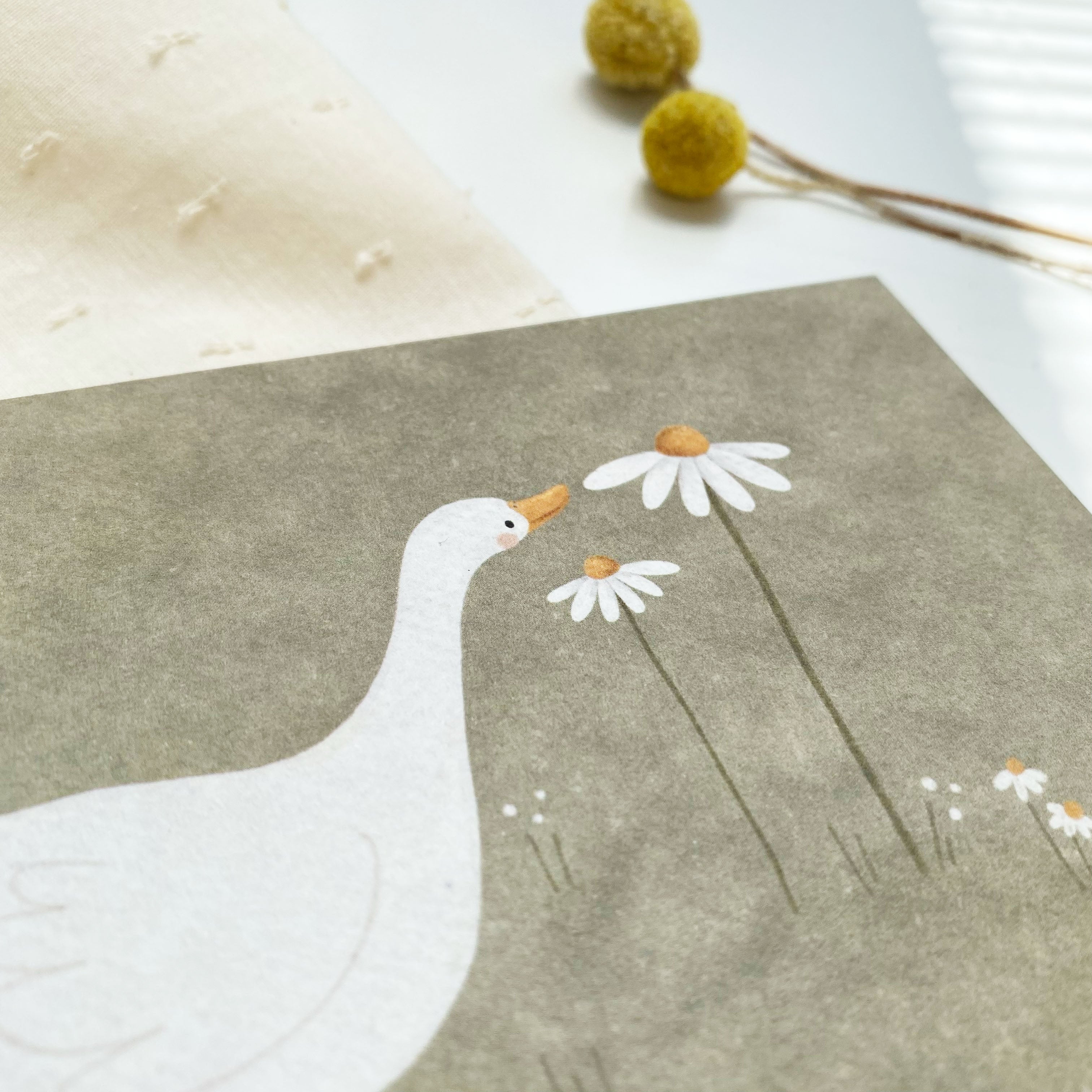 Card/Postcard/Greeting Card - Goose with Flowers