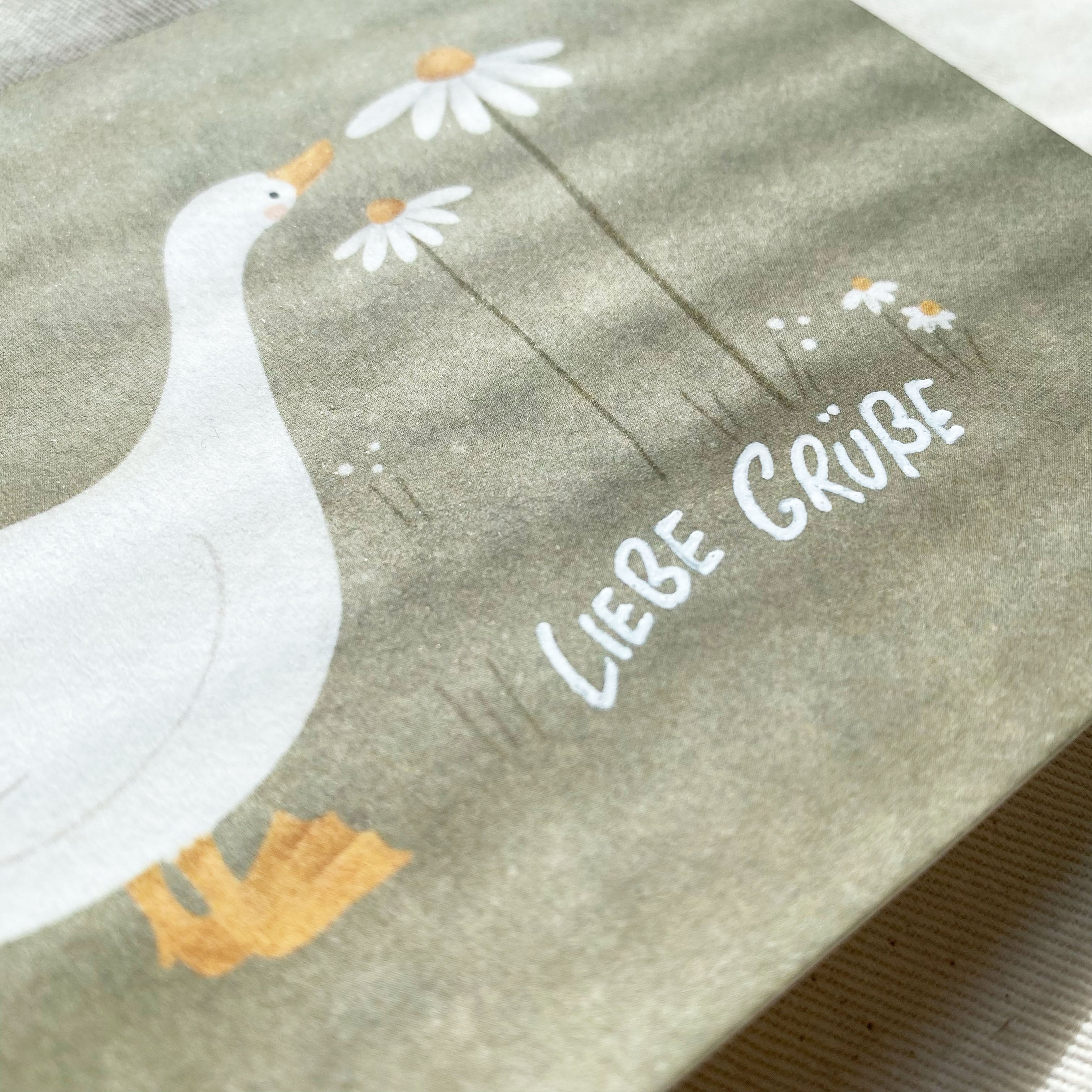 Card/Postcard/Greeting Card - Goose with Flowers