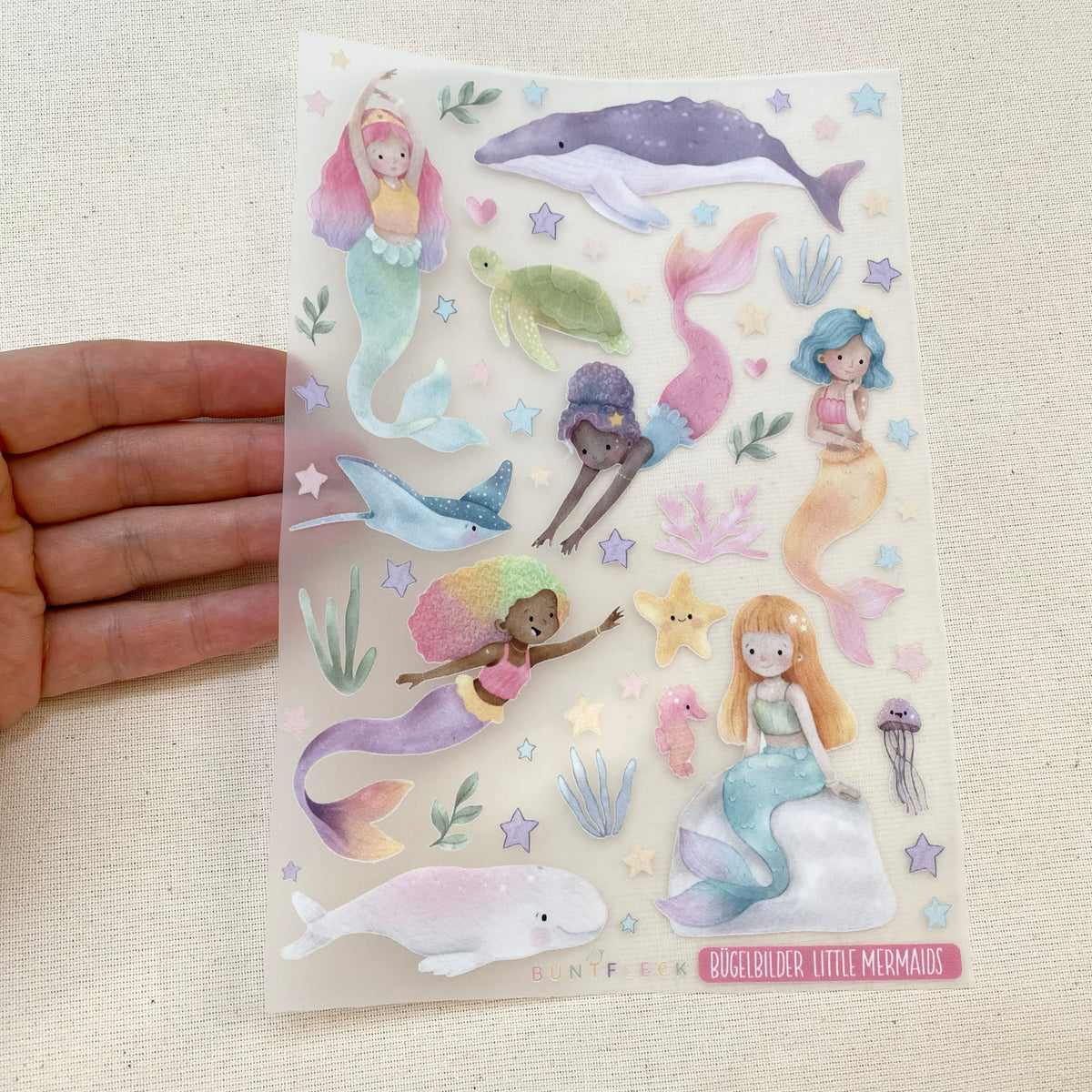 Bügelbilder kleine Meerjungfrauen / Mermaids - Cold Peel / Iron on/ Applikationen /Muster