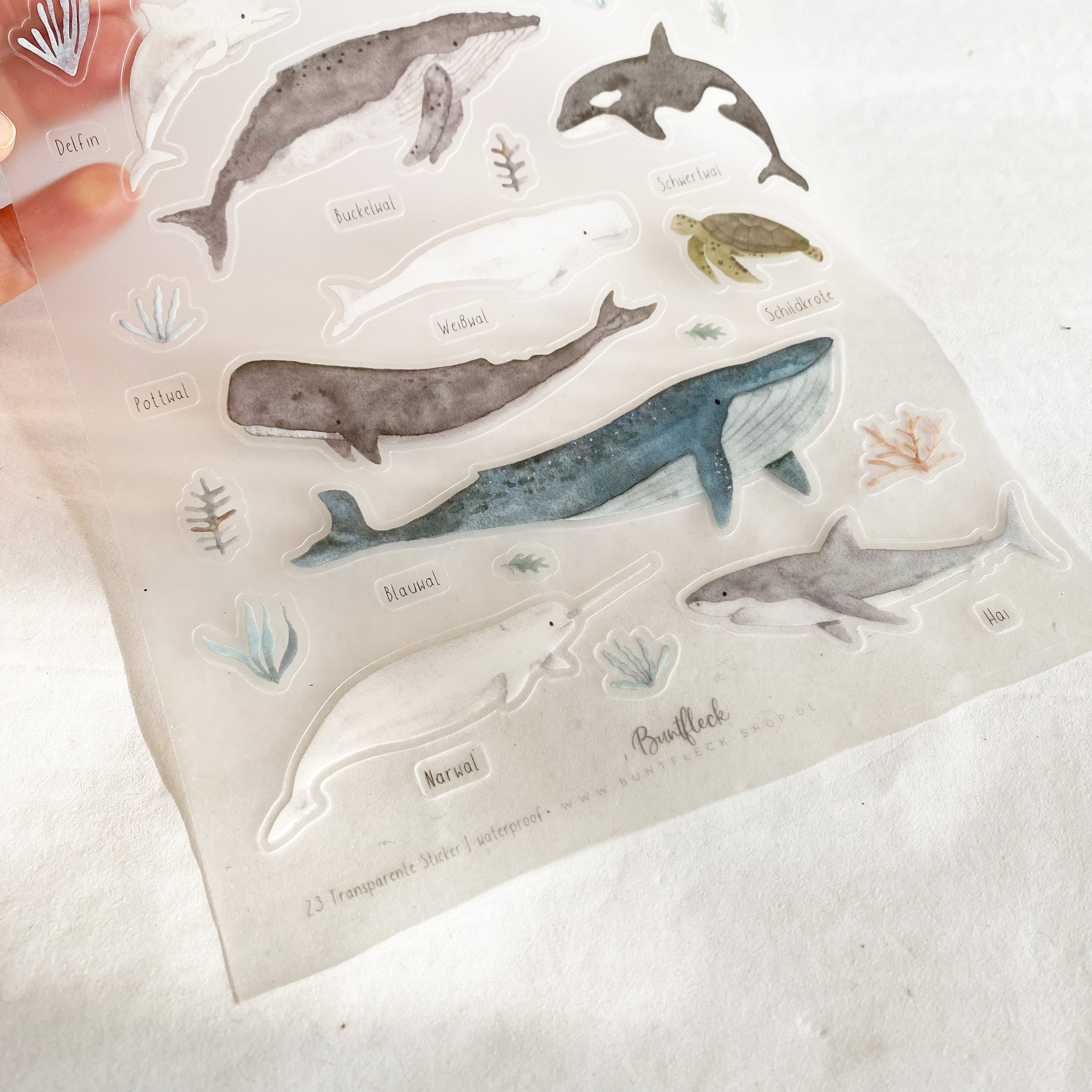 Stickersheet/Stickerbogen/Washipapier / Vinyl transparent -Meerestiere